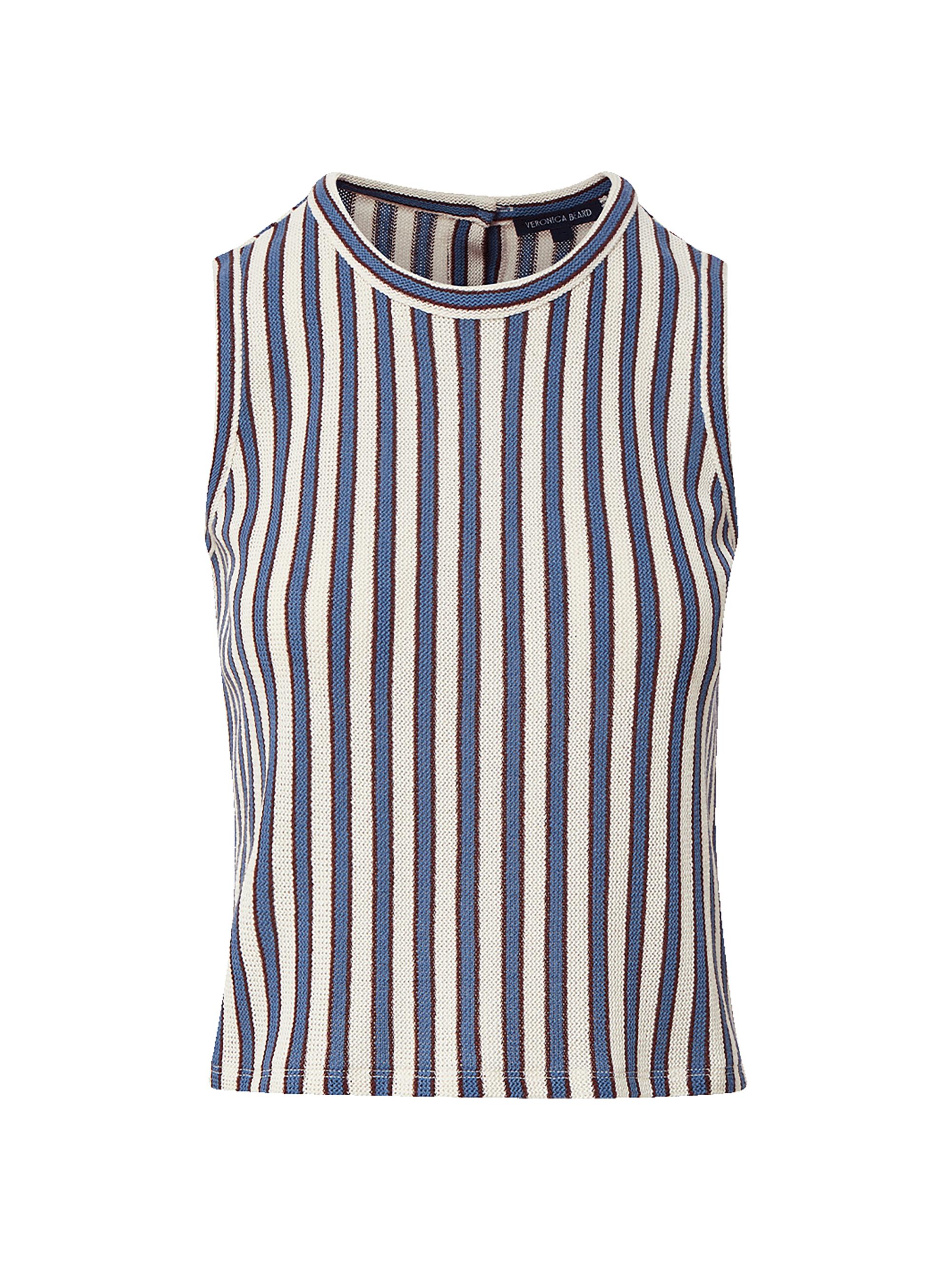 Veronica Beard Women's Dravin Striped Cotton-Blend Sleeveless Top - Ecru Bluefin Multi