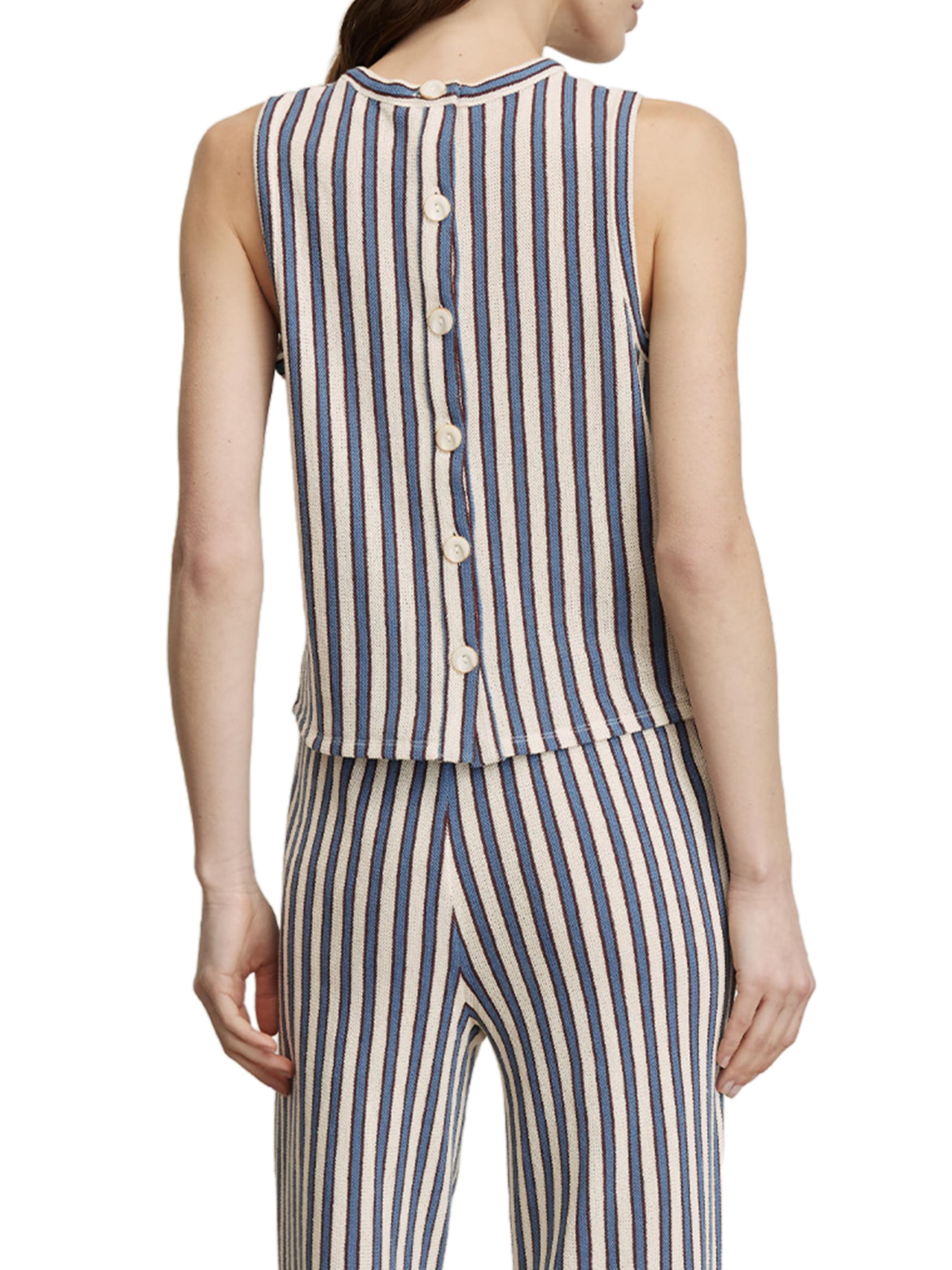 Veronica Beard Women's Dravin Striped Cotton-Blend Sleeveless Top - Ecru Bluefin Multi | Thumbnail 4