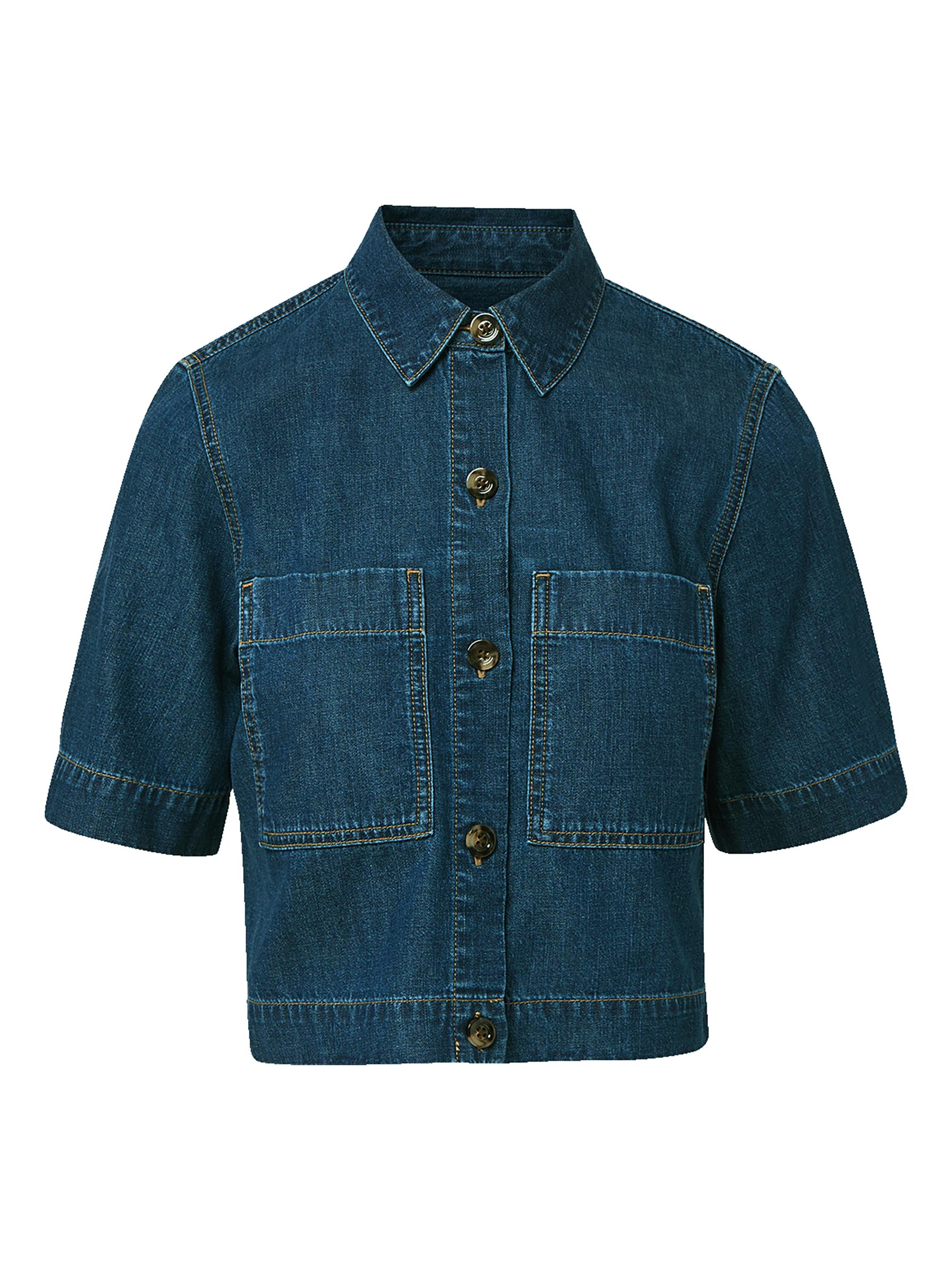 Veronica Beard Women's Spruce Denim Short-Sleeve Shirt - Starry Night