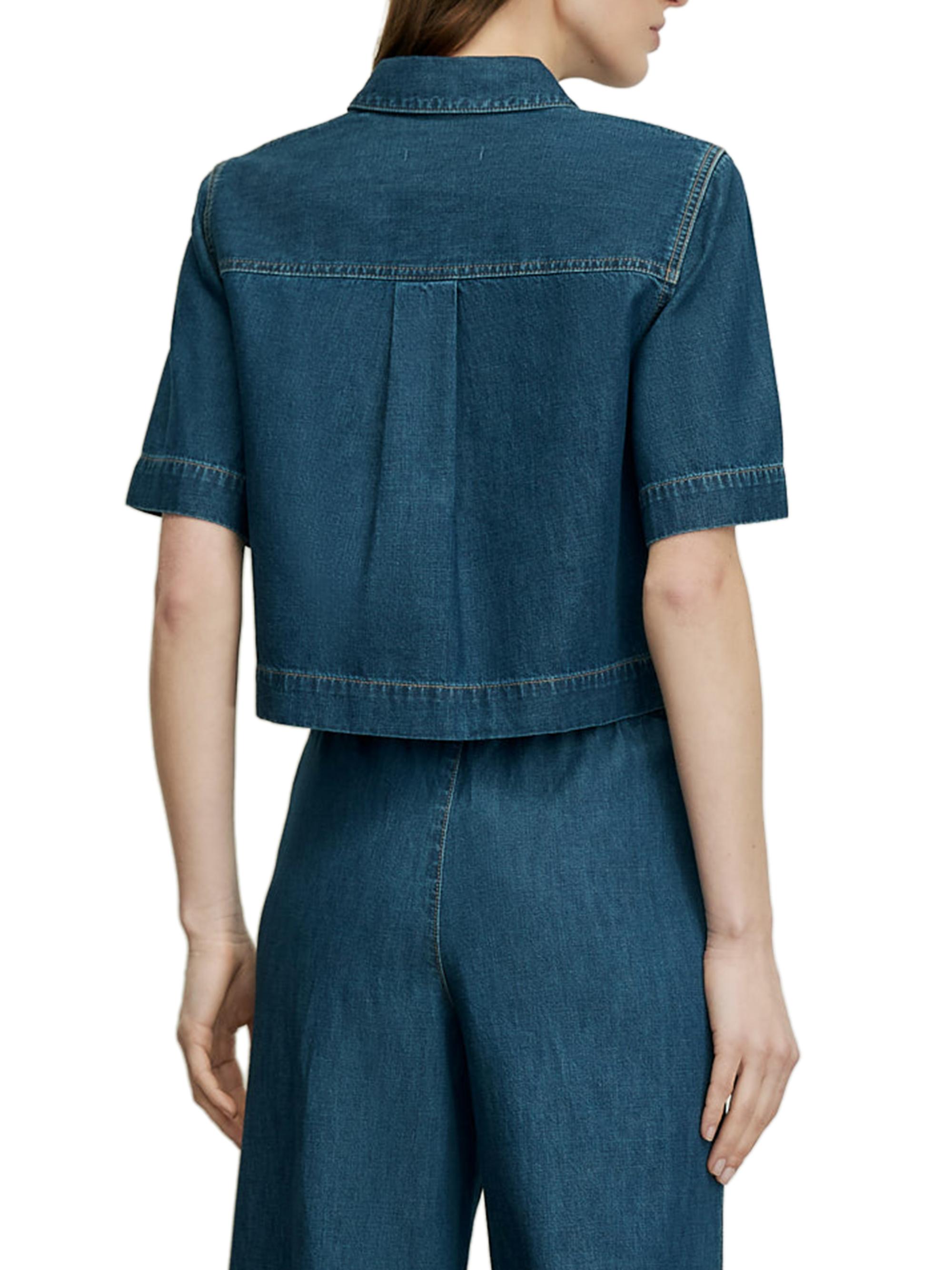 Veronica Beard Women's Spruce Denim Short-Sleeve Shirt - Starry Night | Thumbnail 5