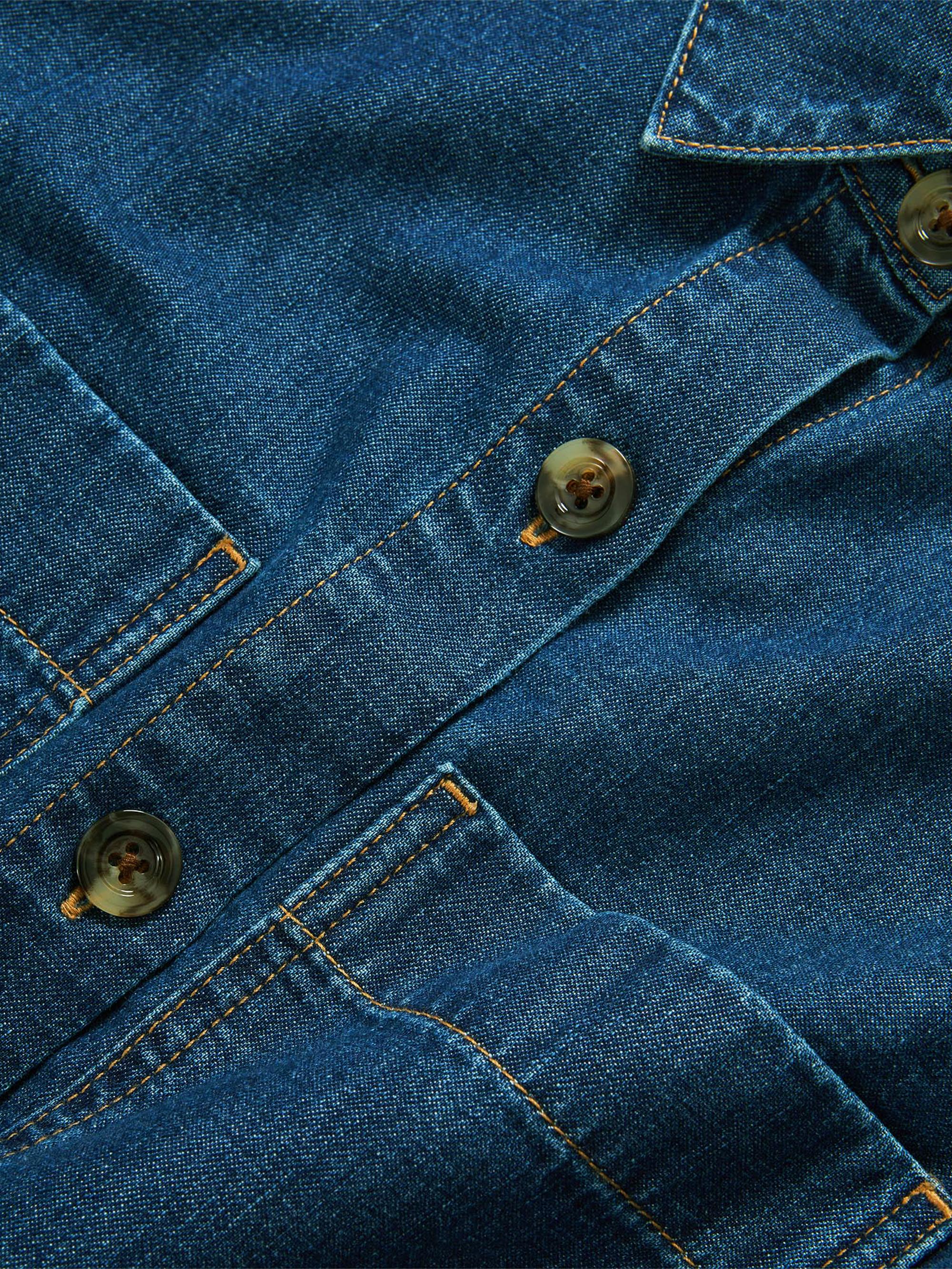 Veronica Beard Women's Spruce Denim Short-Sleeve Shirt - Starry Night | Thumbnail 6