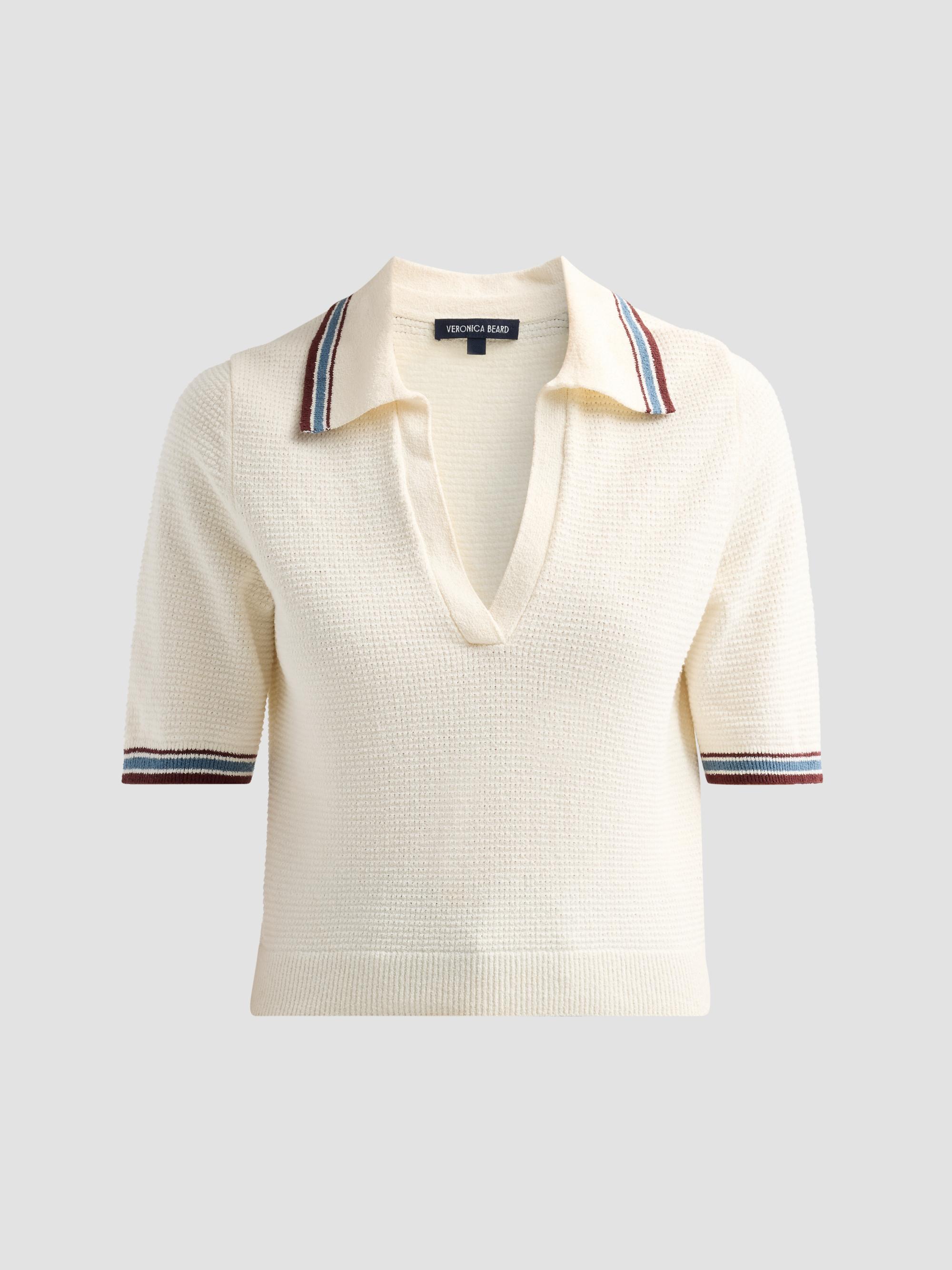 Veronica Beard Women's Quinelle Knit Polo Shirt - Ecru | Thumbnail 6