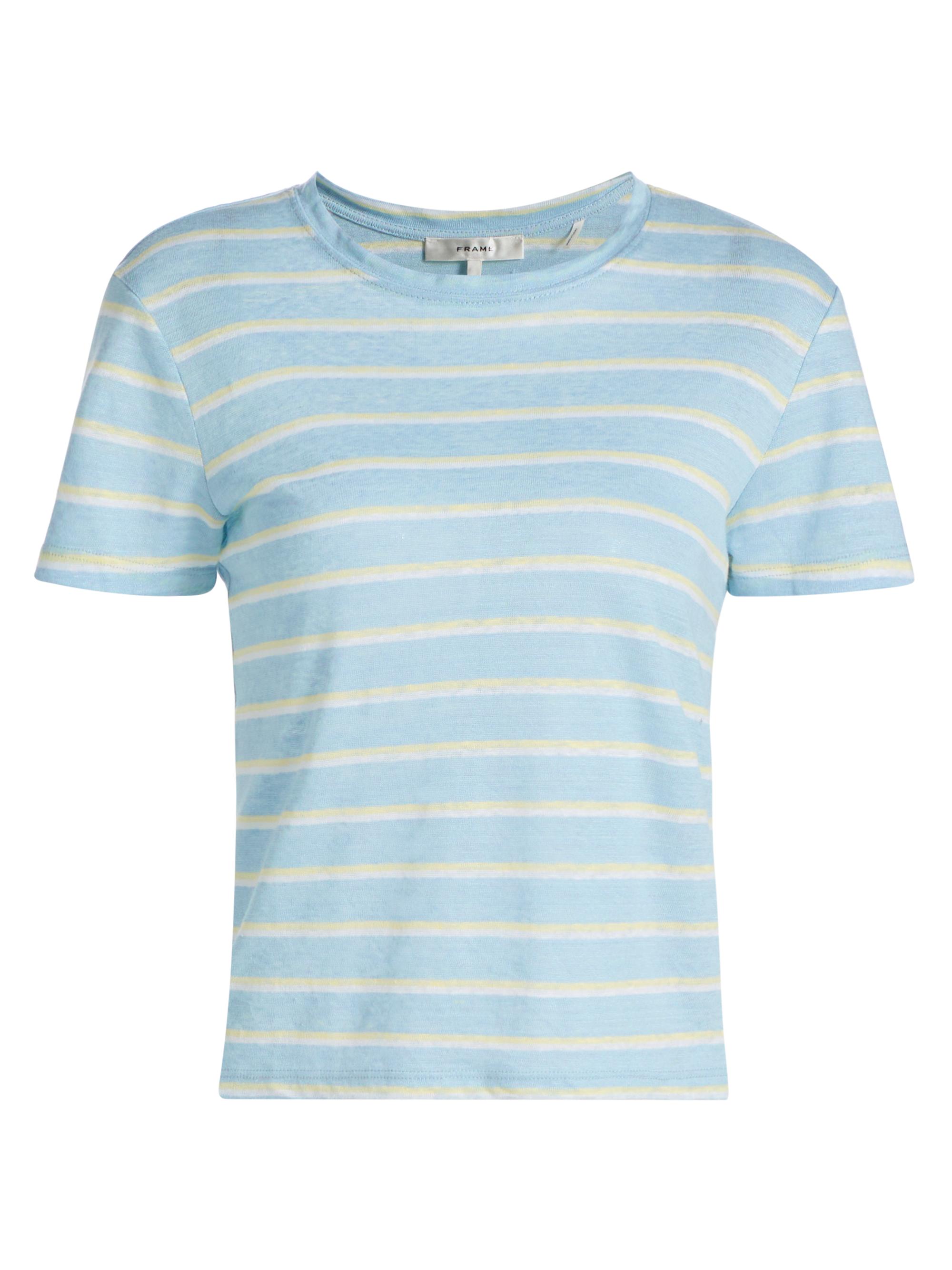 FRAME Women's The Linen Baby T-Shirt - Chambray Blue Multi