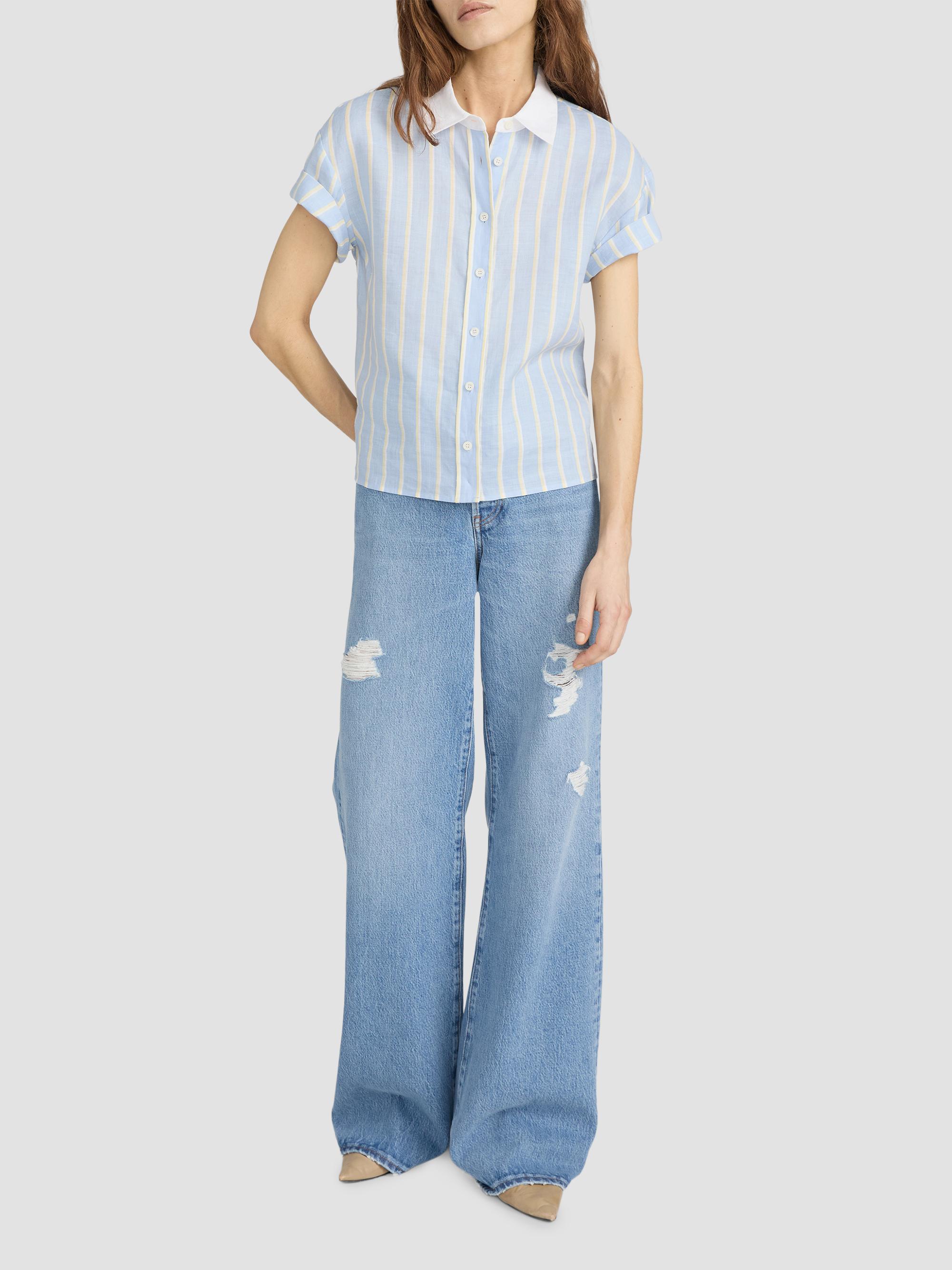 FRAME Women's The Linen Boardwalk Shirt - Chambray Blue Multi