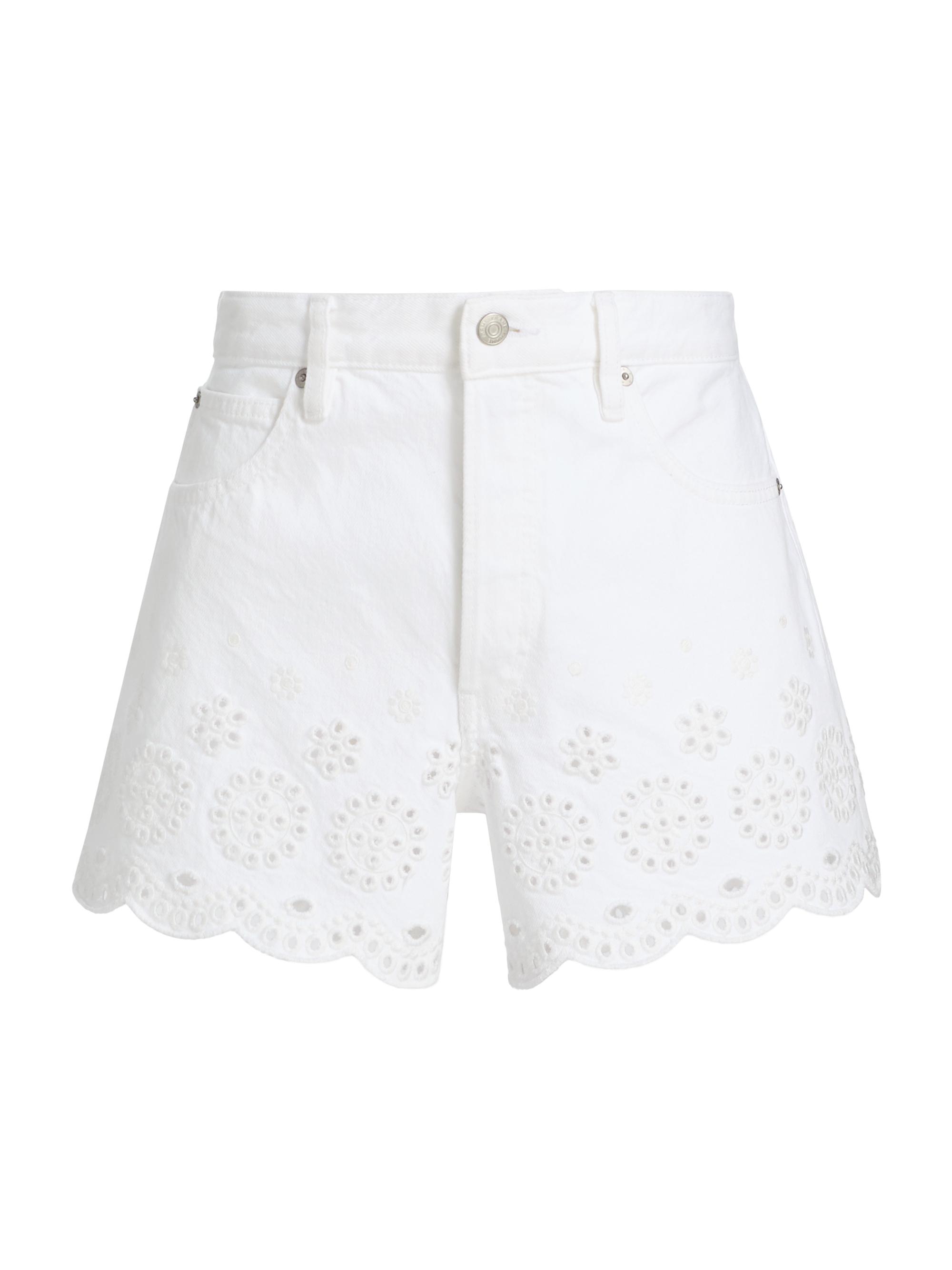 FRAME Women's The Eyelet Long Hang Denim Shorts - White