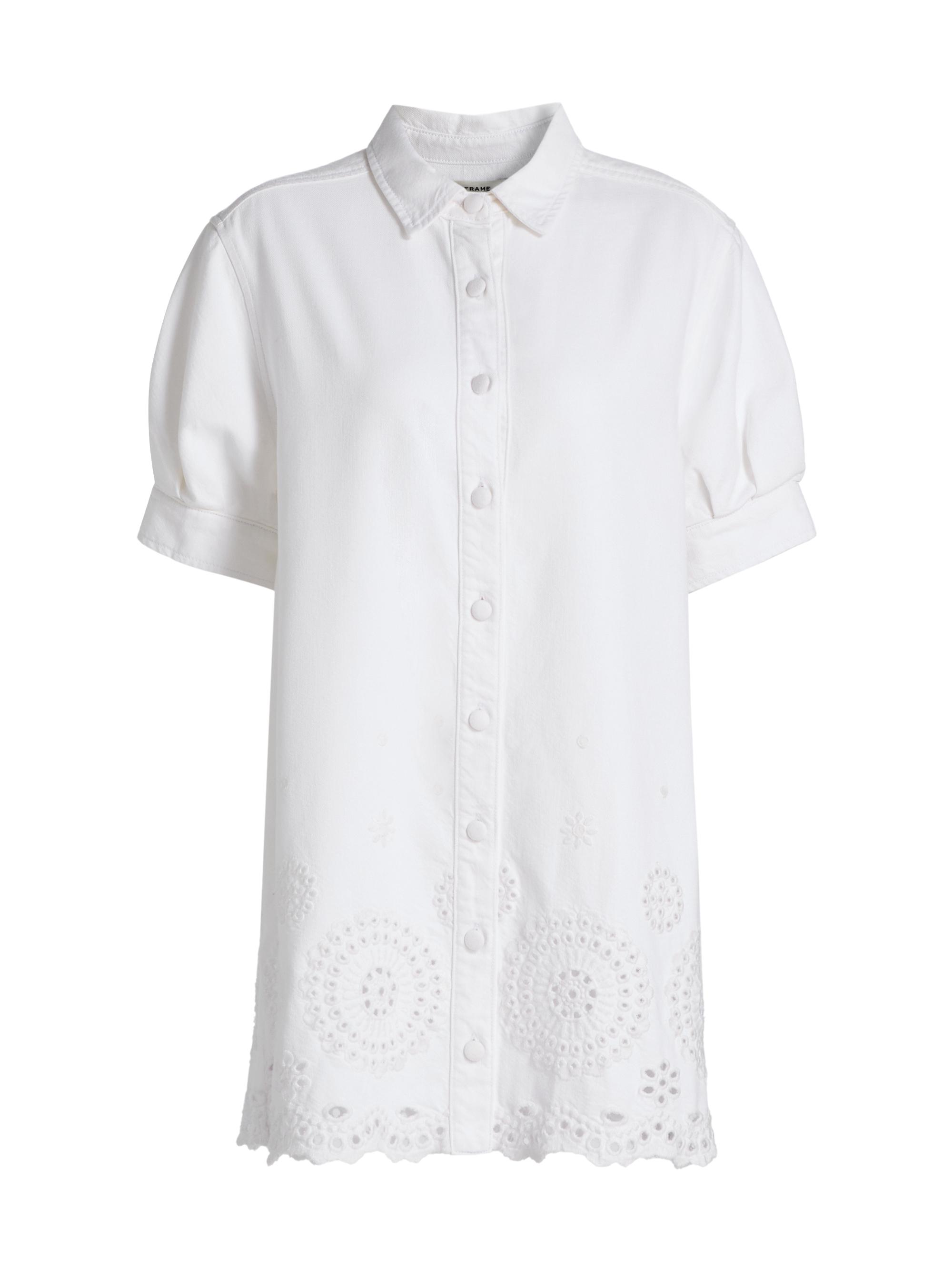 FRAME Women's The Eyelet Play Cotton-Blend Mini Shirtdress - White