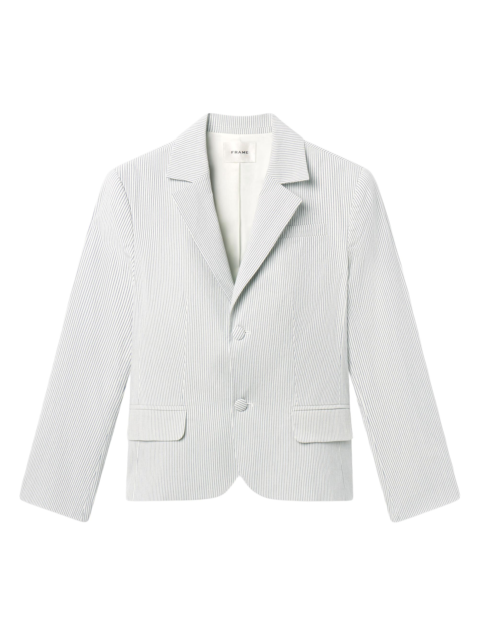 FRAME Women's The Stripe Cotton-Blend Classic Blazer - Navy Multi