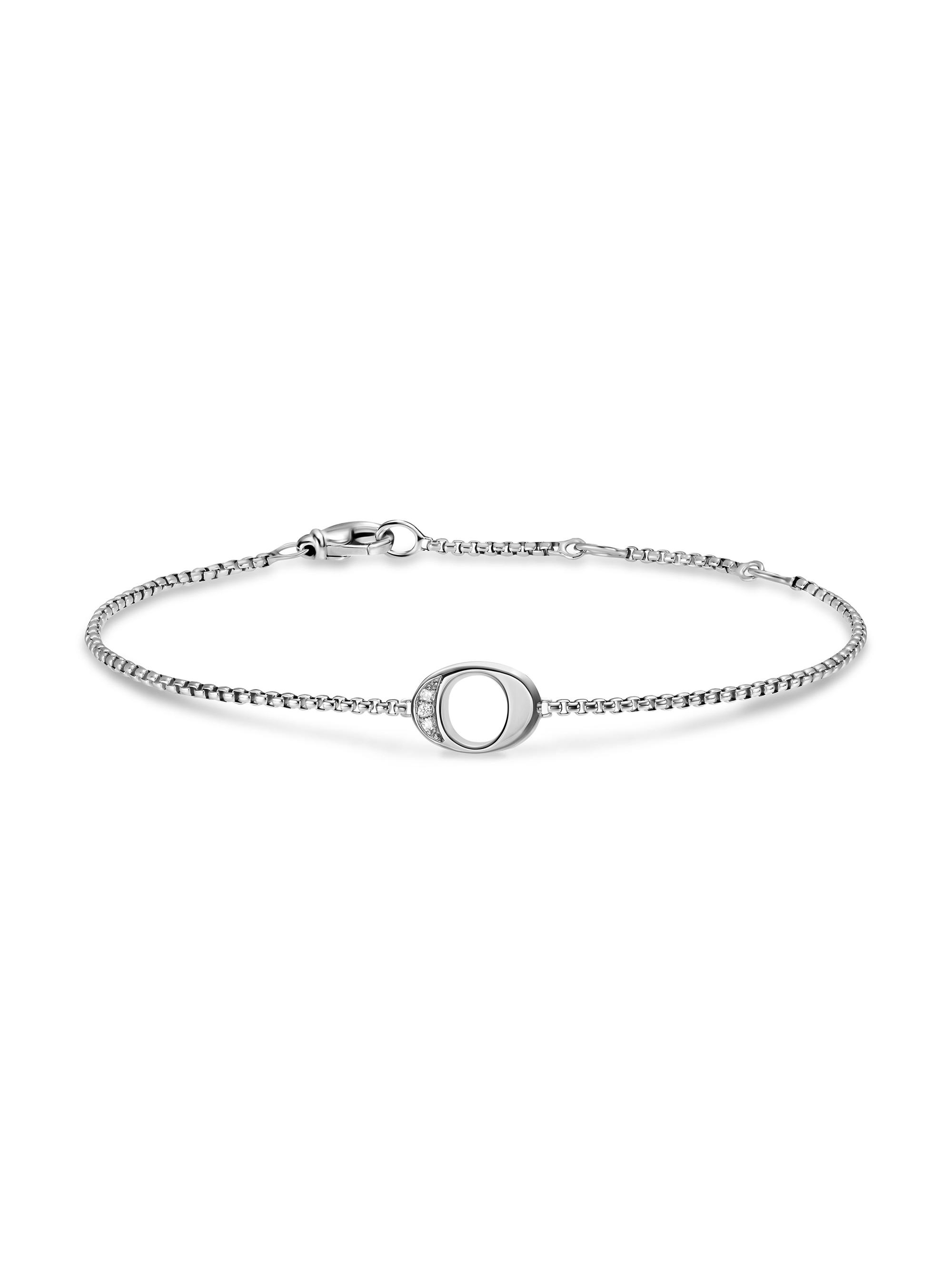 David Yurman Women's Petite Initial Chain Bracelet in Sterling Silver - Diamond N