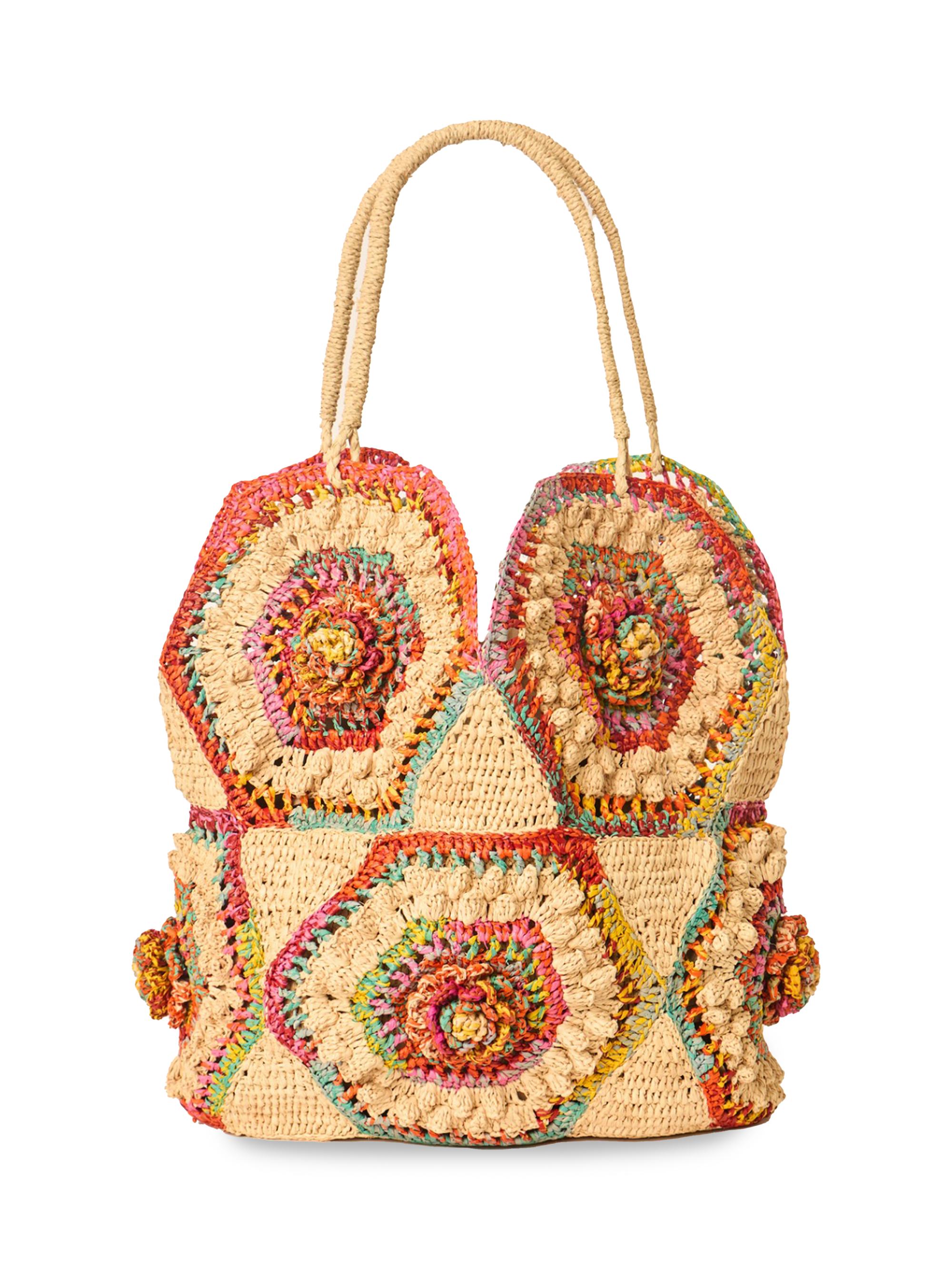 BTB Los Angeles Women's Hazel Floral Woven Raffia Tote Bag | Thumbnail 2