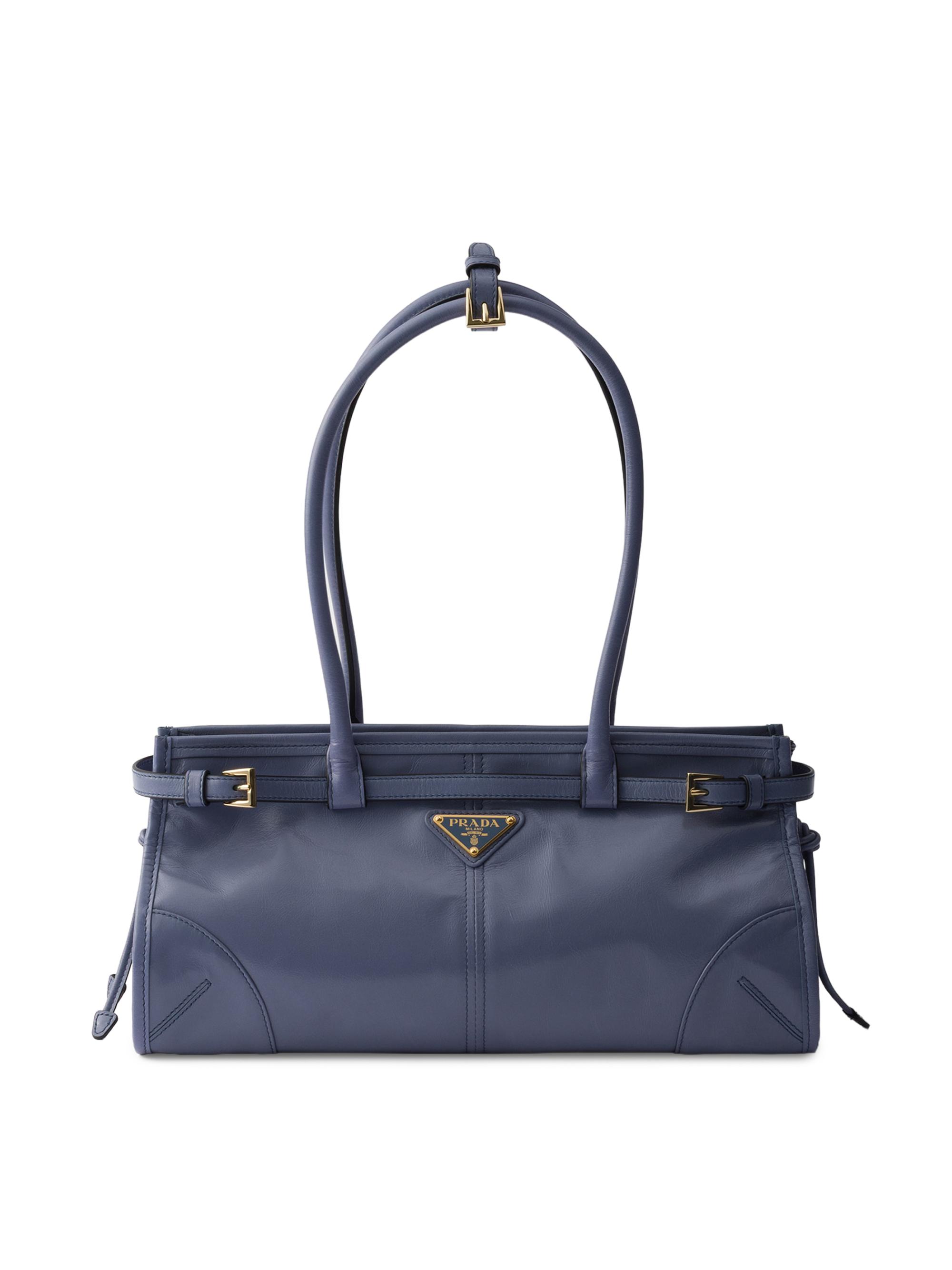 Prada Bonnie Large Denim and Leather Top Handle Bag | Saks Fifth