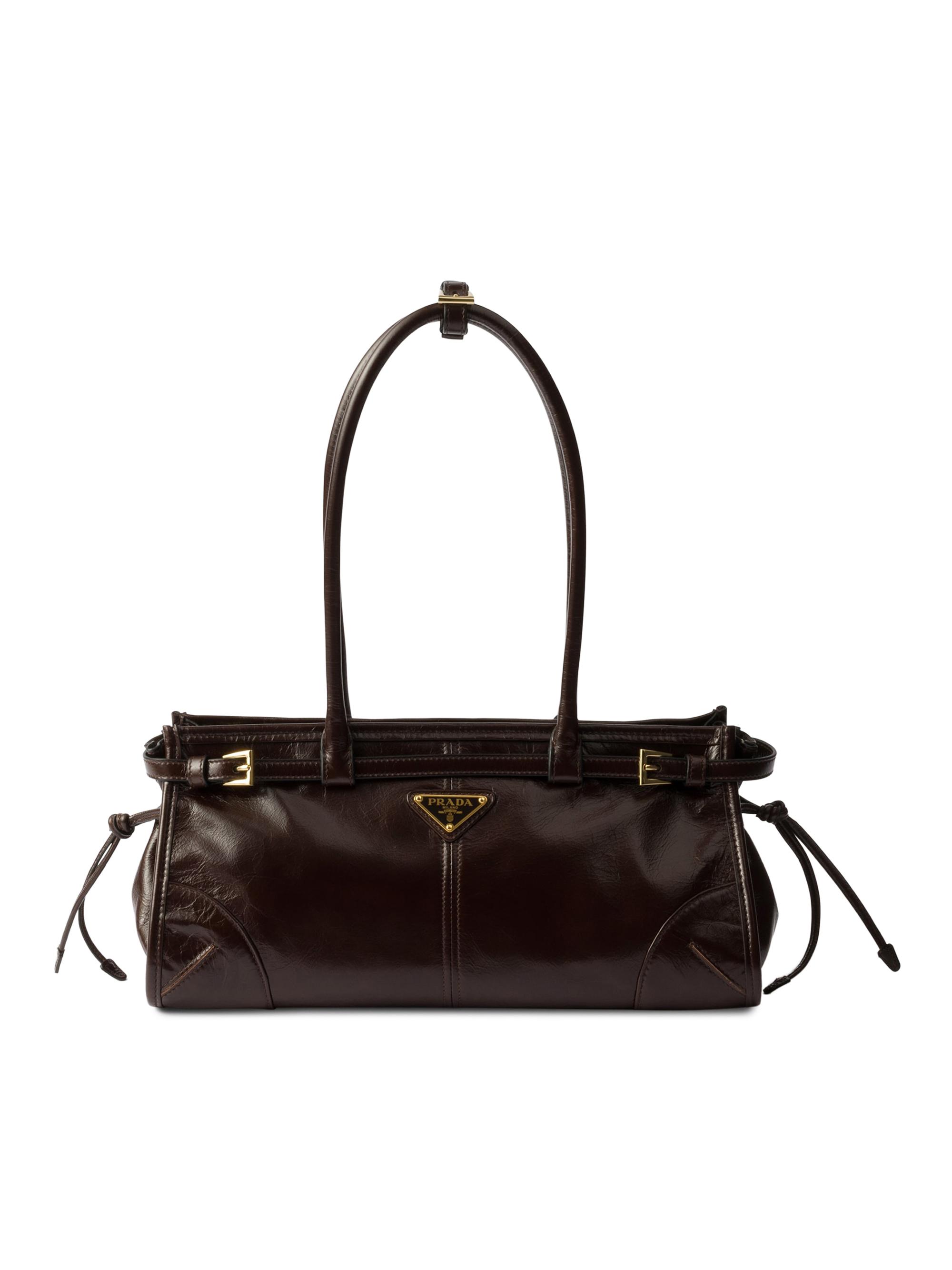 Prada Women's Bonnie  Leather Top Handle Bag - Black