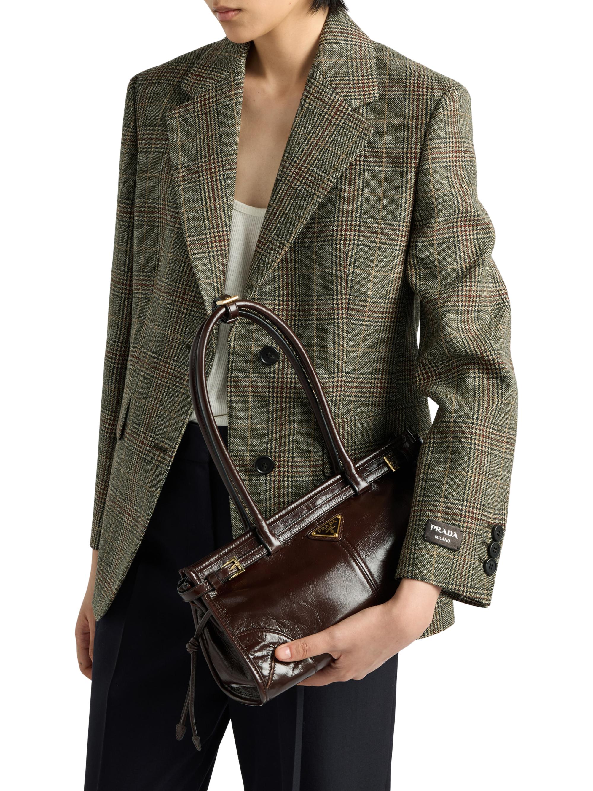 Prada Women's Bonnie  Leather Top Handle Bag - Brown