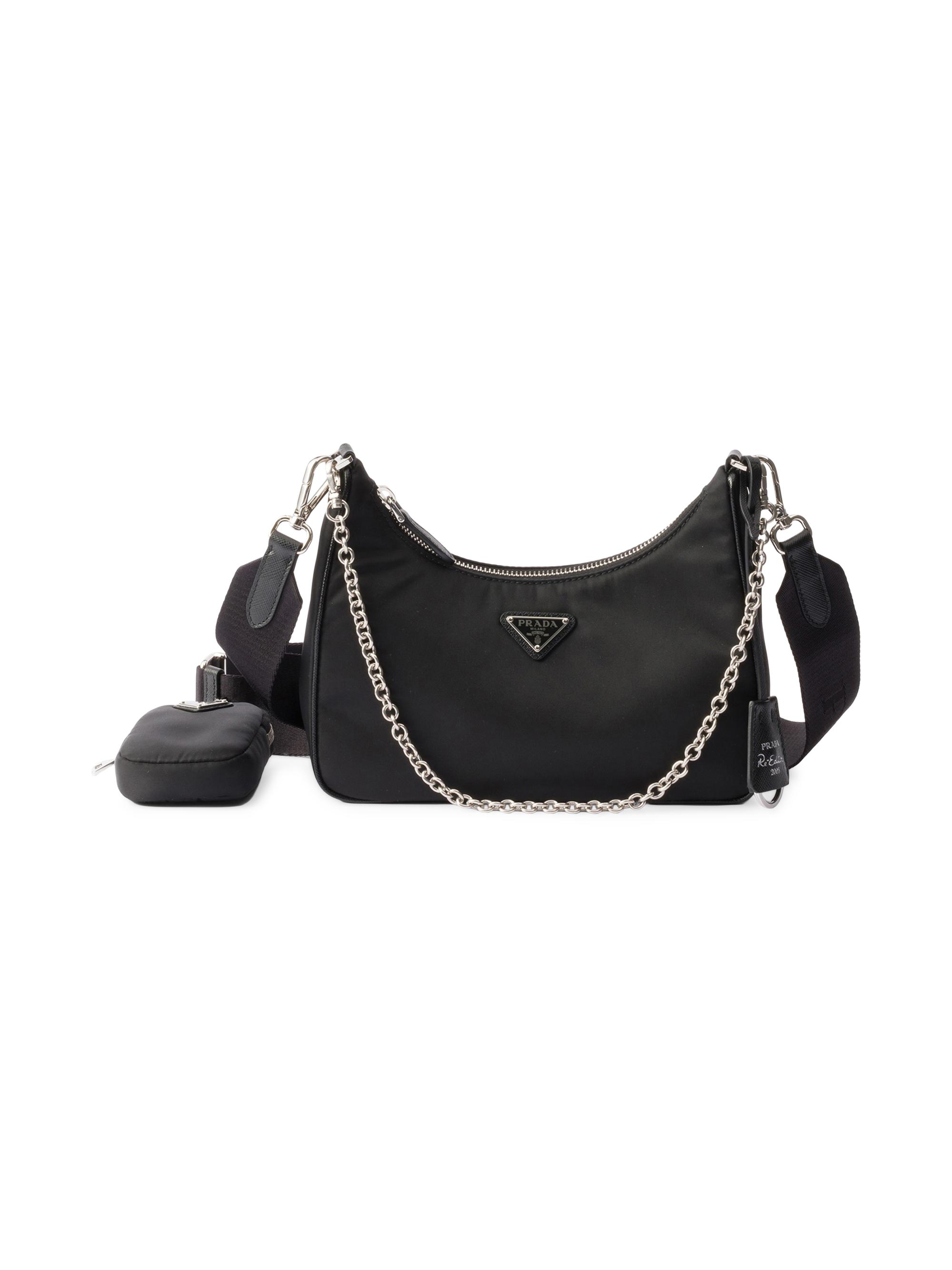 Prada Women's Re-Edition 2005 Nylon Shoulder Bag - Black Gold