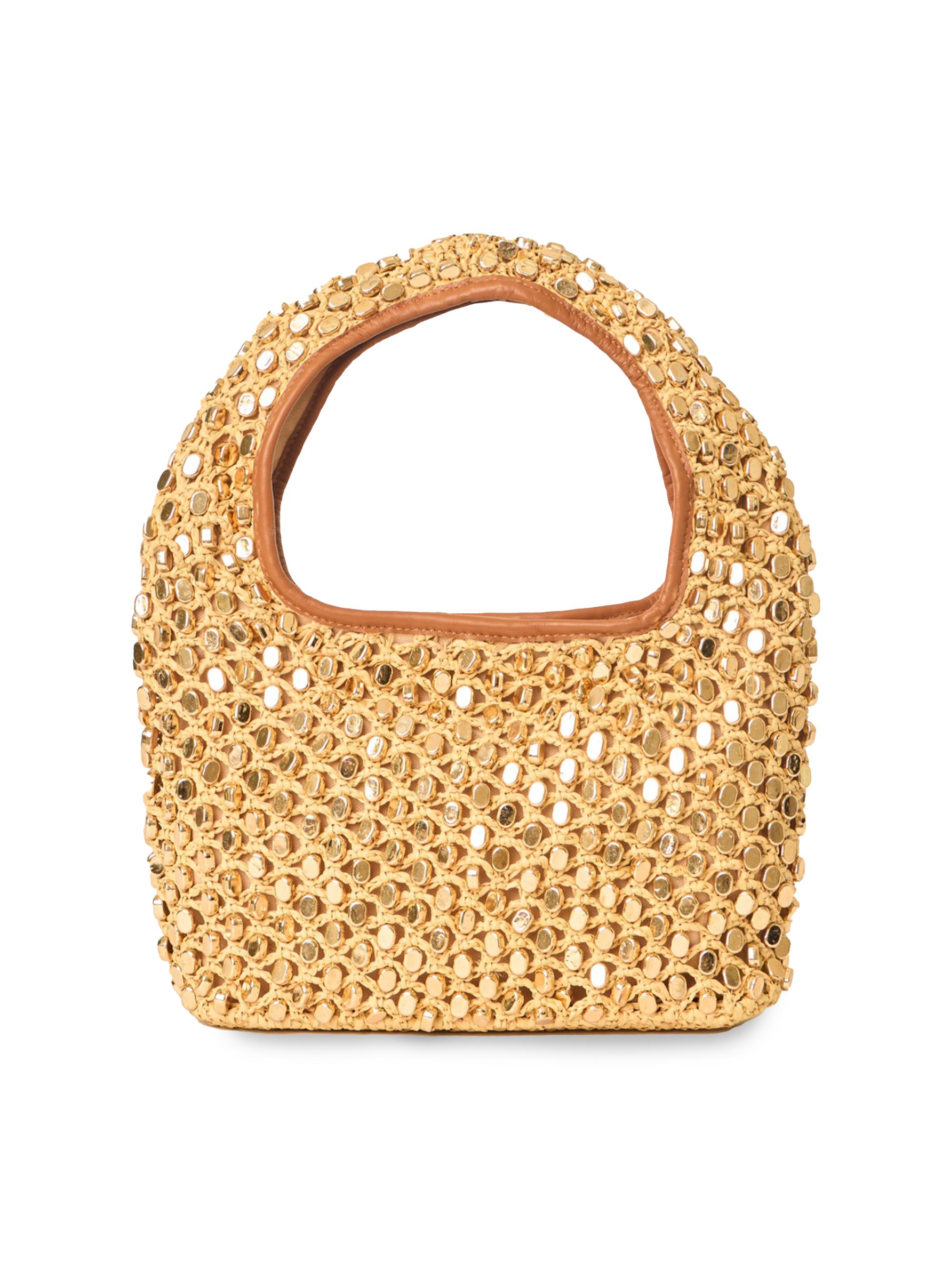 BTB Los Angeles Vita Studded Raffia Hobo Bag | Saks Fifth Avenue