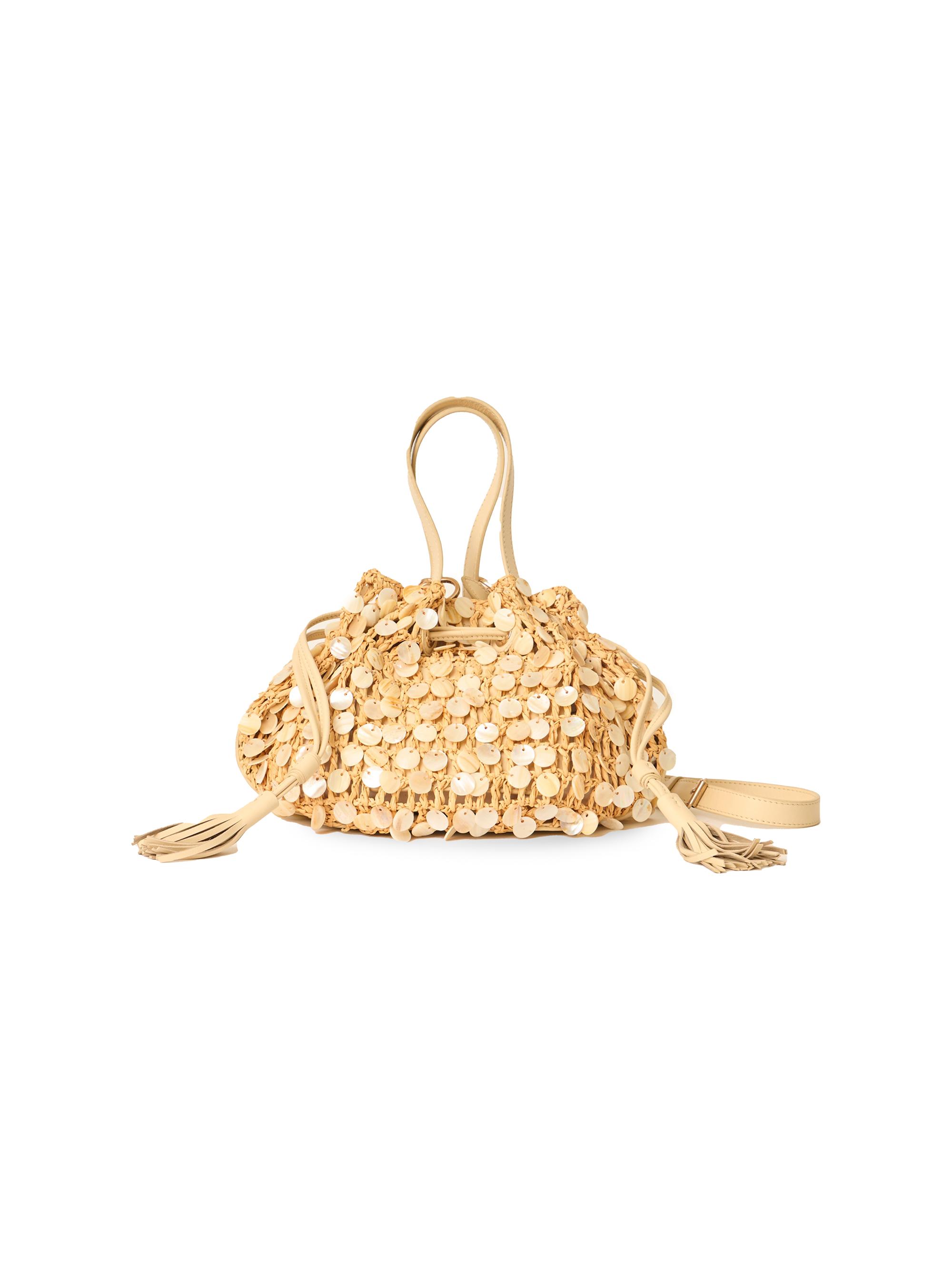 BTB Los Angeles Women's Santiago Embellished Raffia Crossbody Bag - Natural