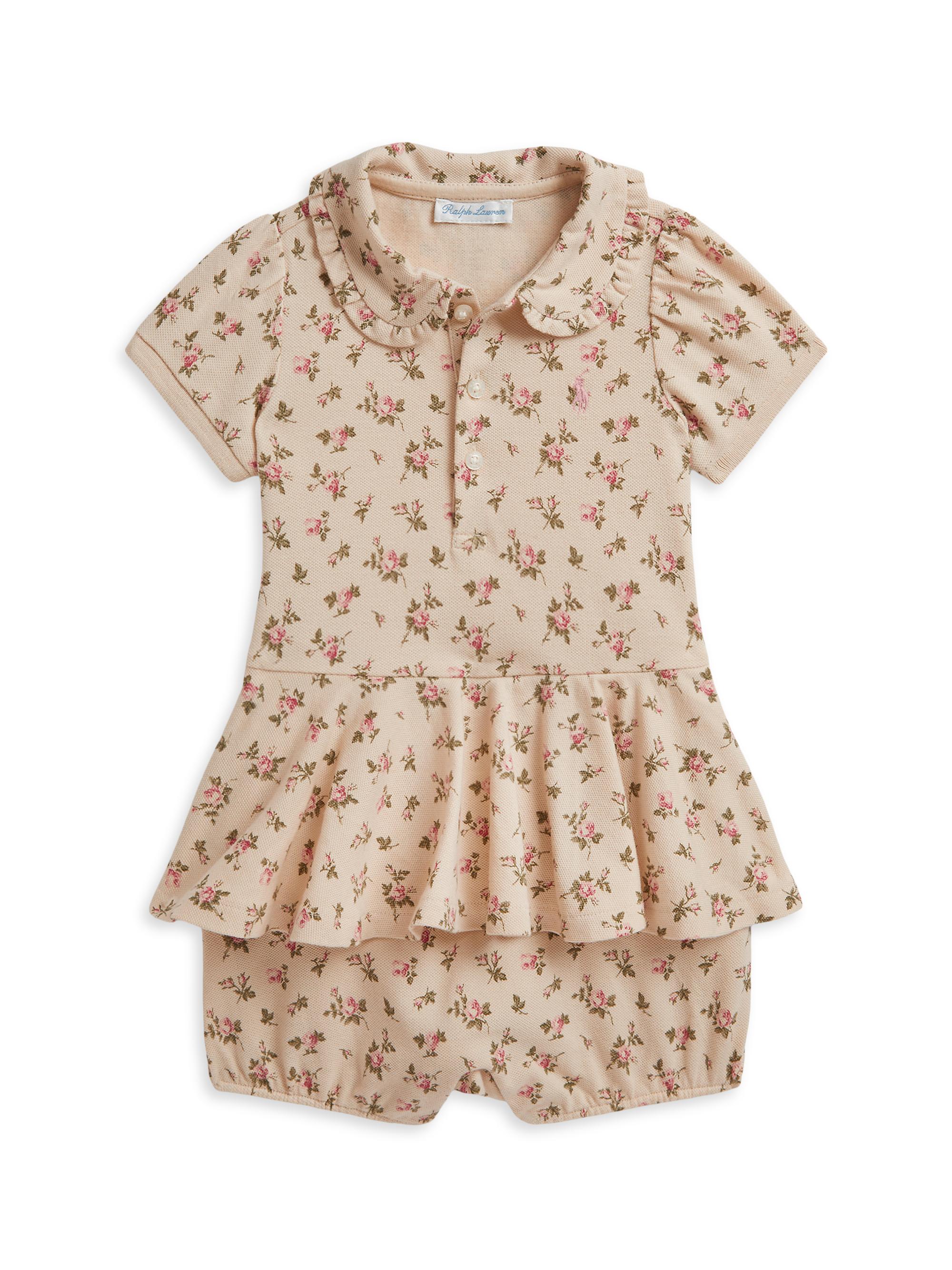 Polo Ralph Lauren Baby Girl's Floral Print Peplum Shortalls - Beatty Floral 24 Months