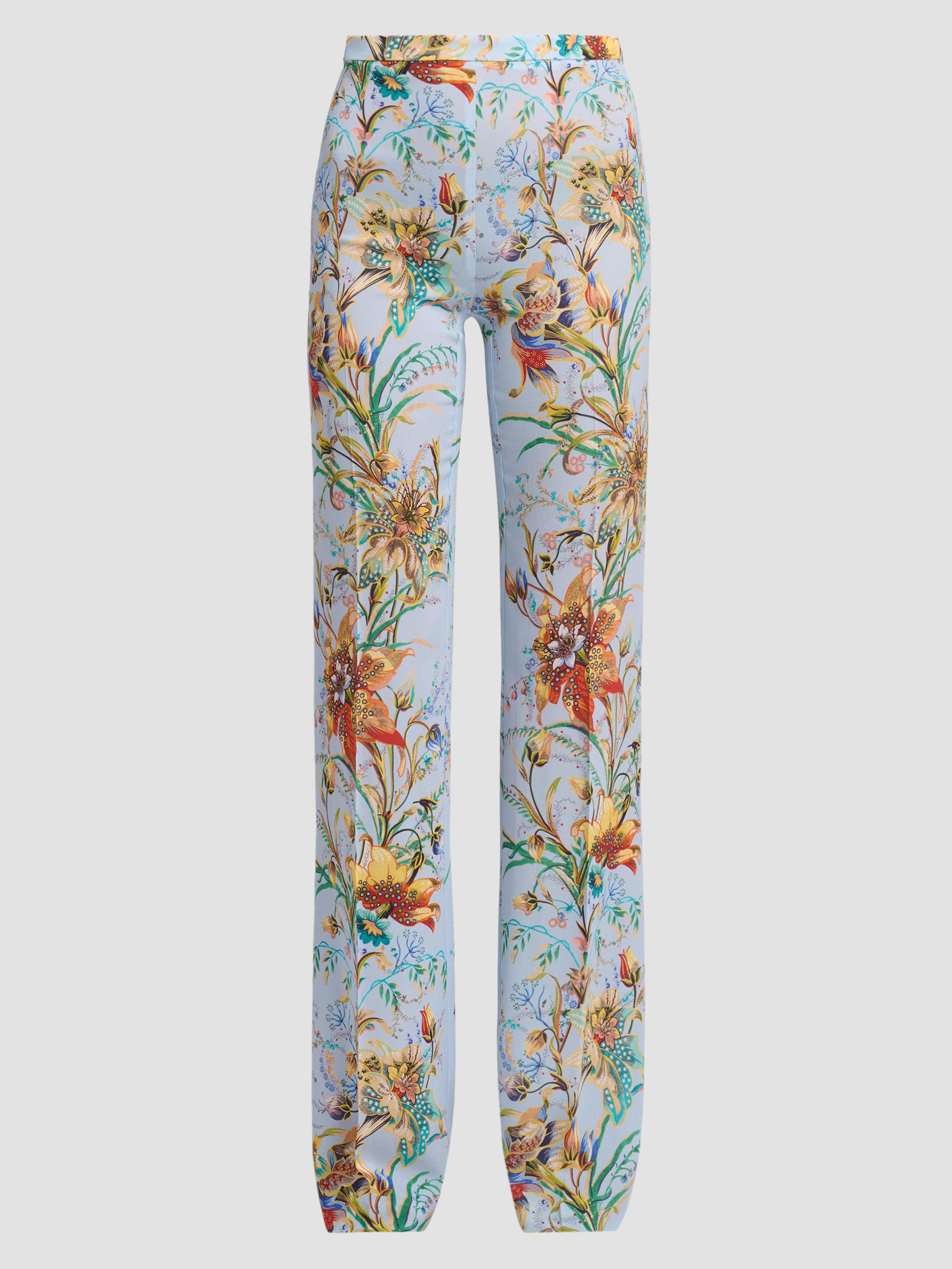 Etro Women's Floral Print Straight-Leg Trousers - Printed Blue | Thumbnail 6