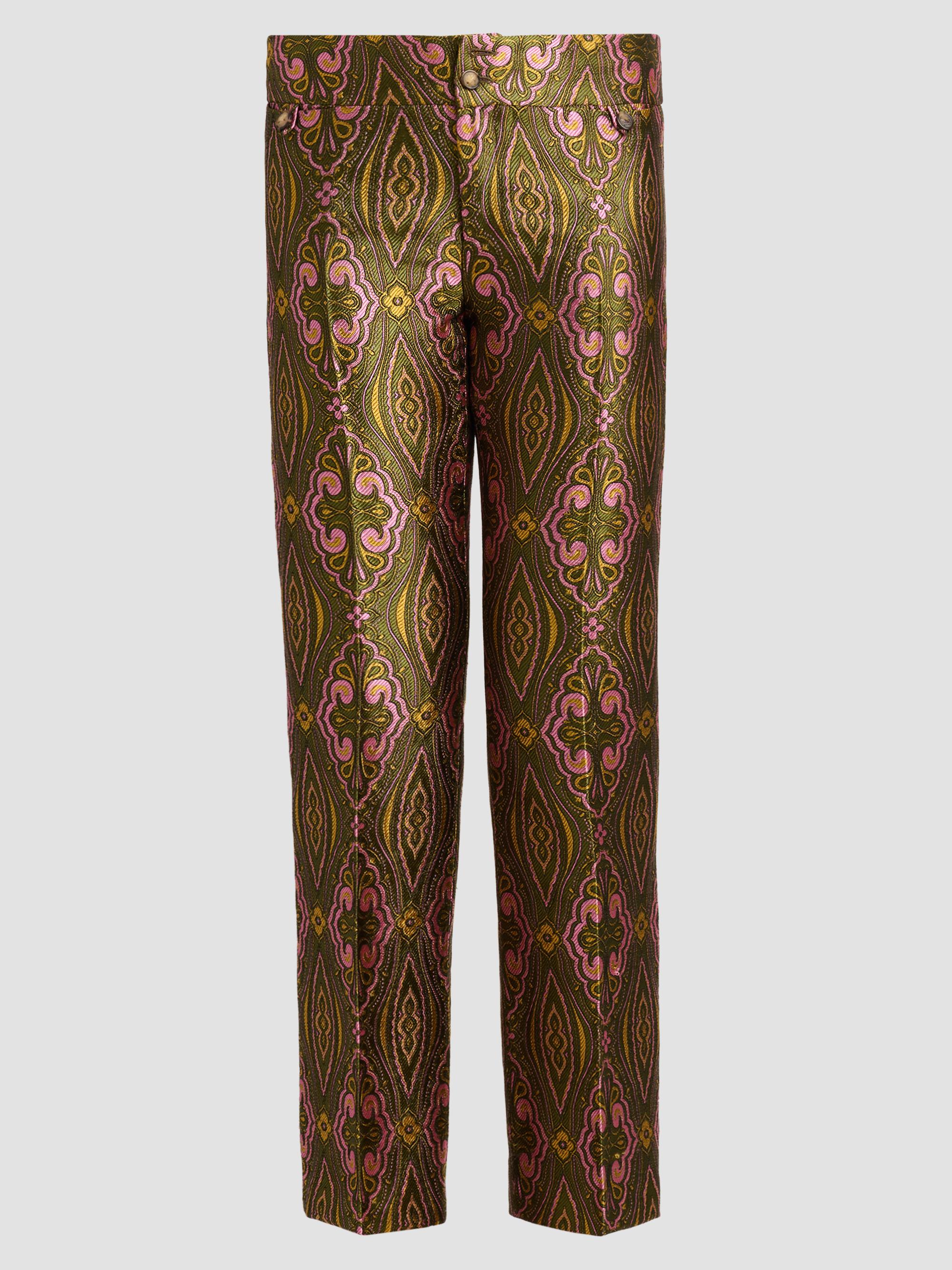 Etro Women's Jacquard Straight-Leg Trousers - Multicolor Green Base | Thumbnail 6