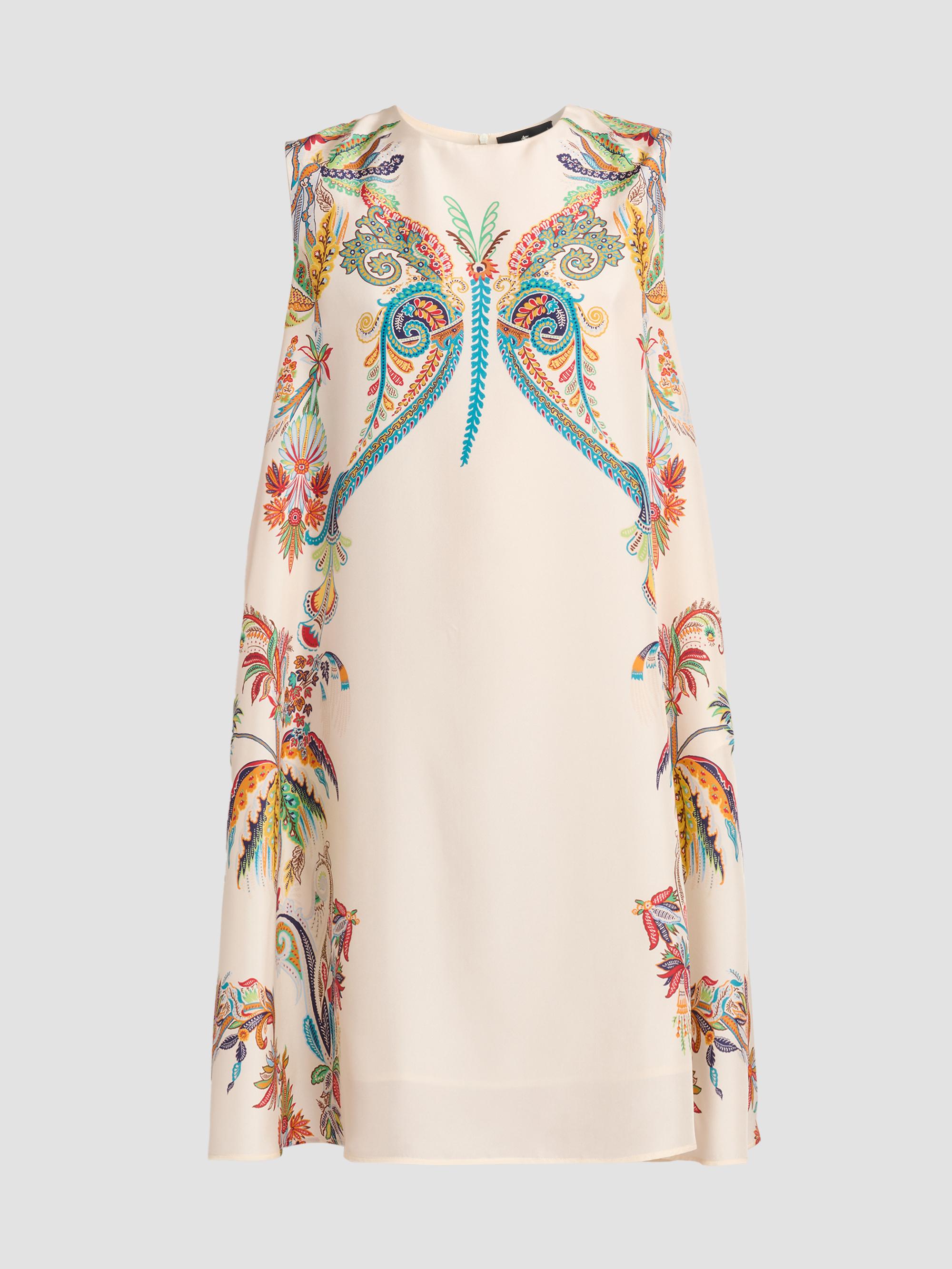 Etro Women's Paisley Silk A-Line Dress - Printed White | Thumbnail 6