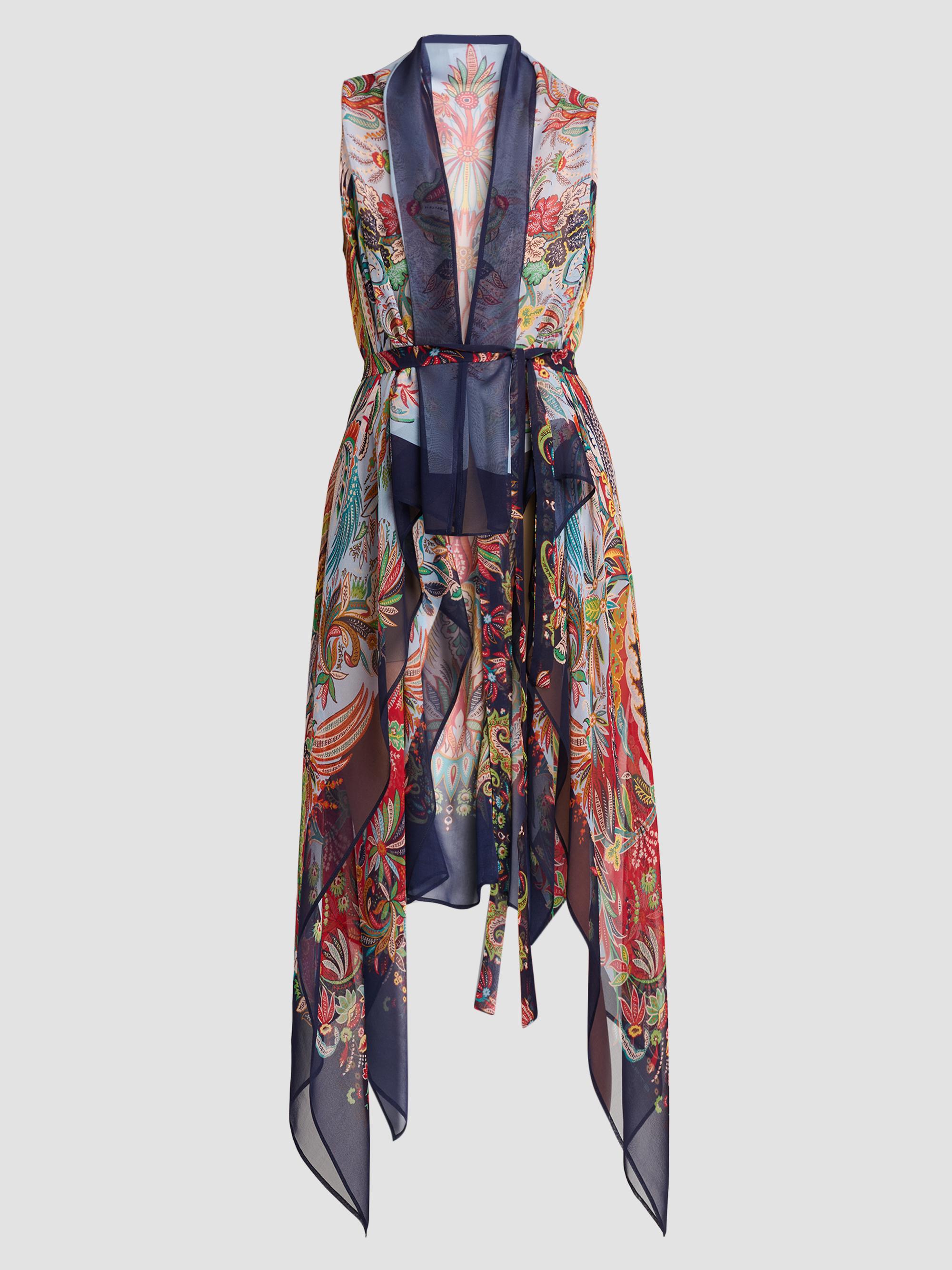 Etro Women's Foulard Sheer Vest - Printed Blue Base | Thumbnail 6
