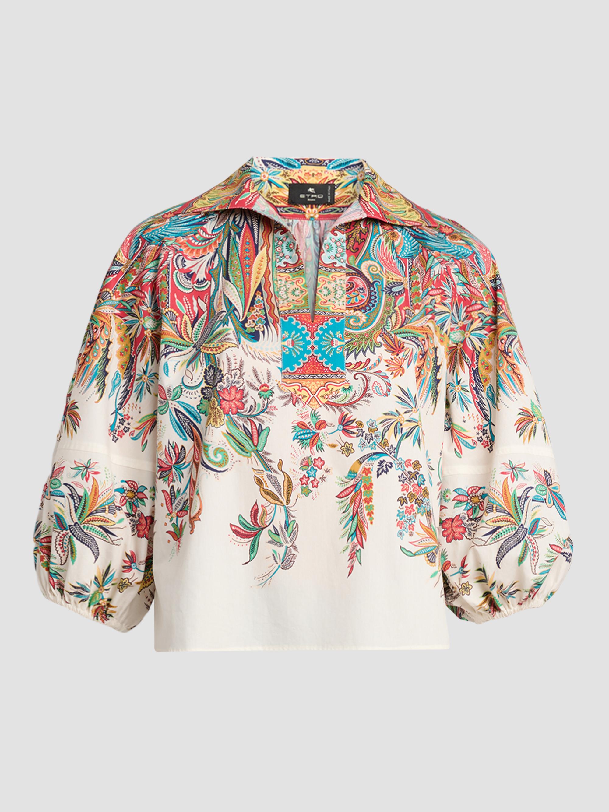 Etro Women's Floral Paisley Balloon-Sleeve Top - Printed White | Thumbnail 6