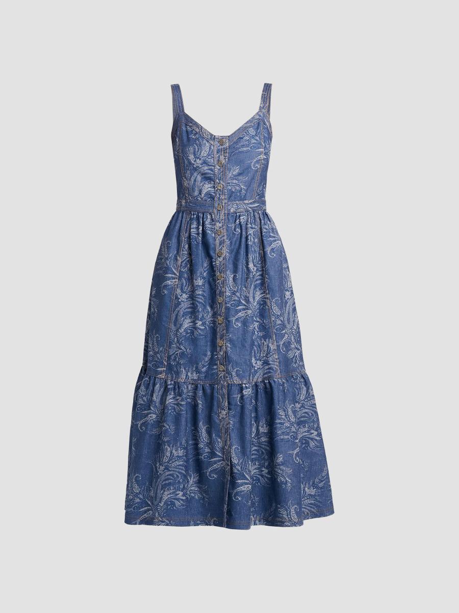 Etro Paisley Denim Midi Dress | Saks Fifth Avenue