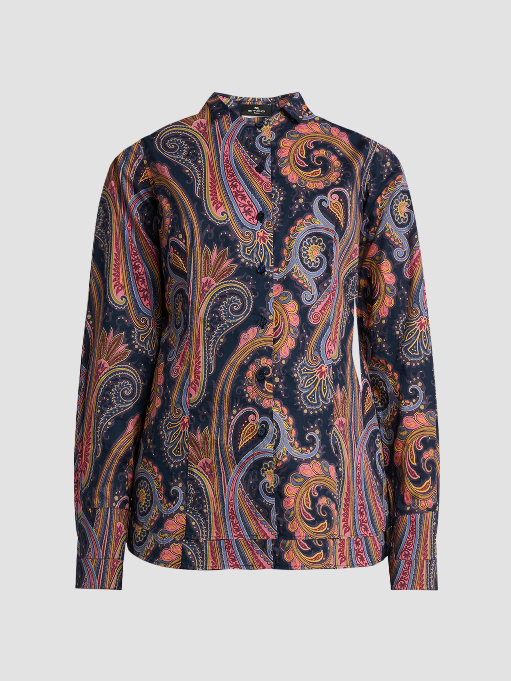 Etro Women's Paisley Stretch-Cotton Shirt - Printed Blue | Thumbnail 6