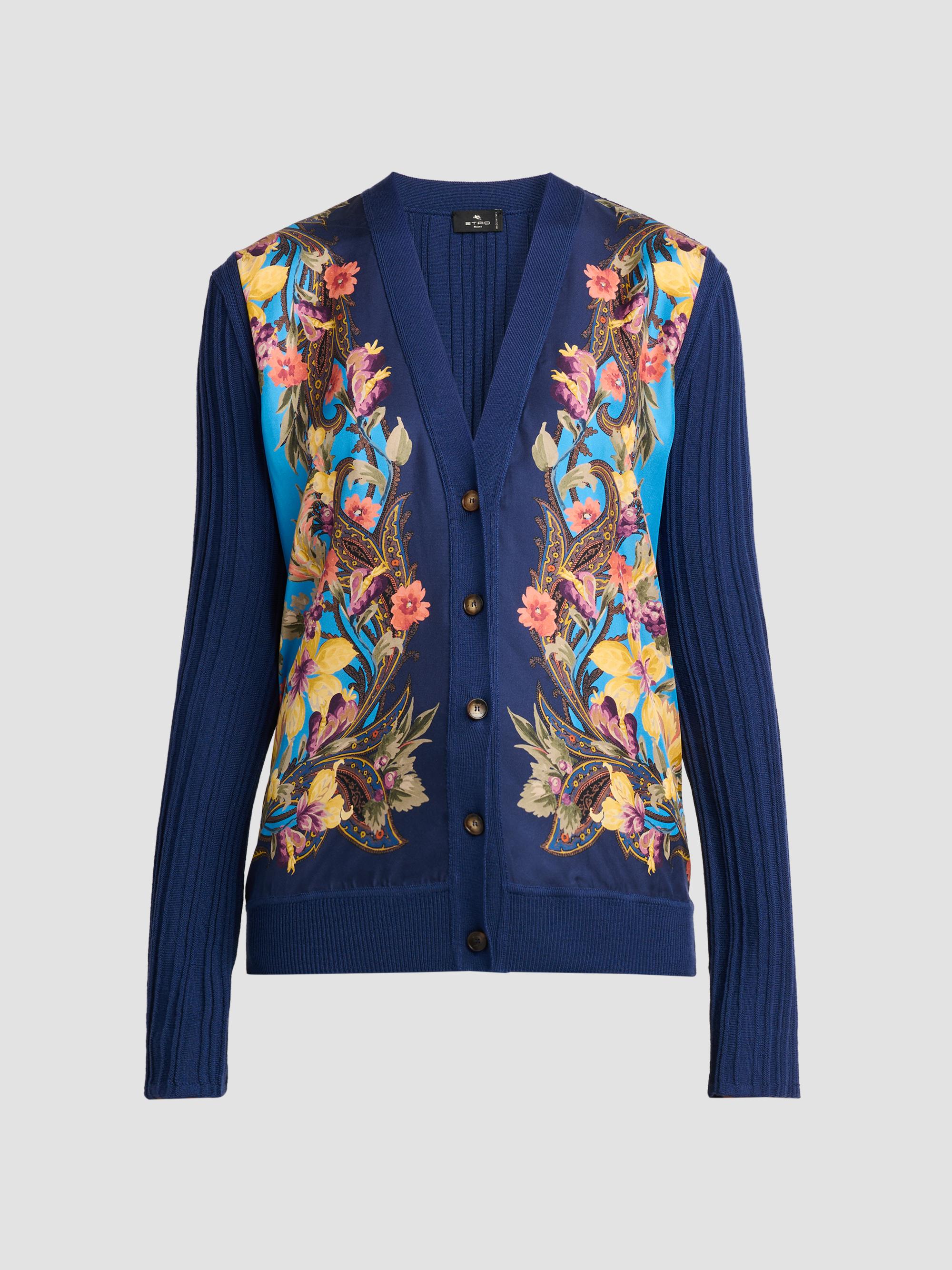 Etro Women's Floral Paisley Panel Cardigan - Blue | Thumbnail 6