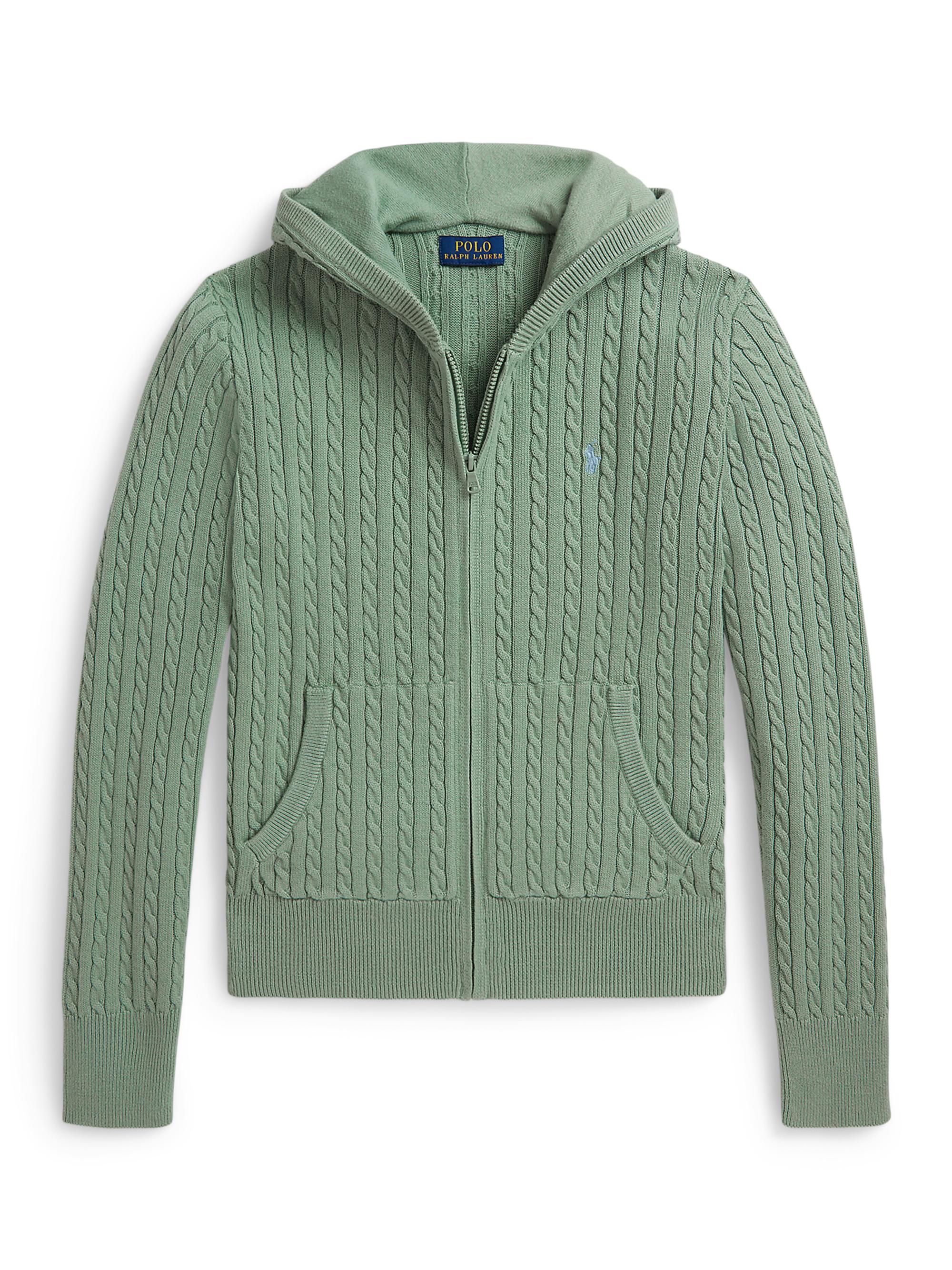 Polo Ralph Lauren Little Girl's & Girl's Cable-Knit Cotton Zip-Up Hoodie - Faded Mint