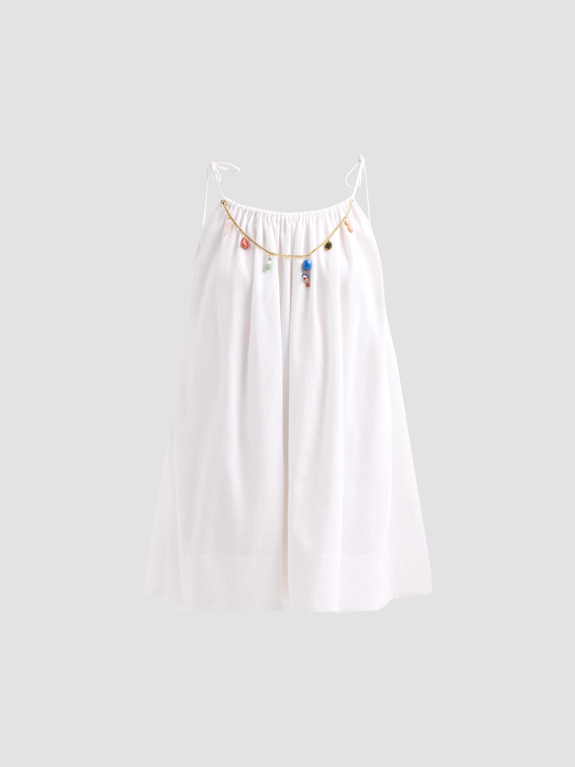 Stella McCartney Women's Bead-Embellished Cotton Crépon Mini Dress - White | Thumbnail 6