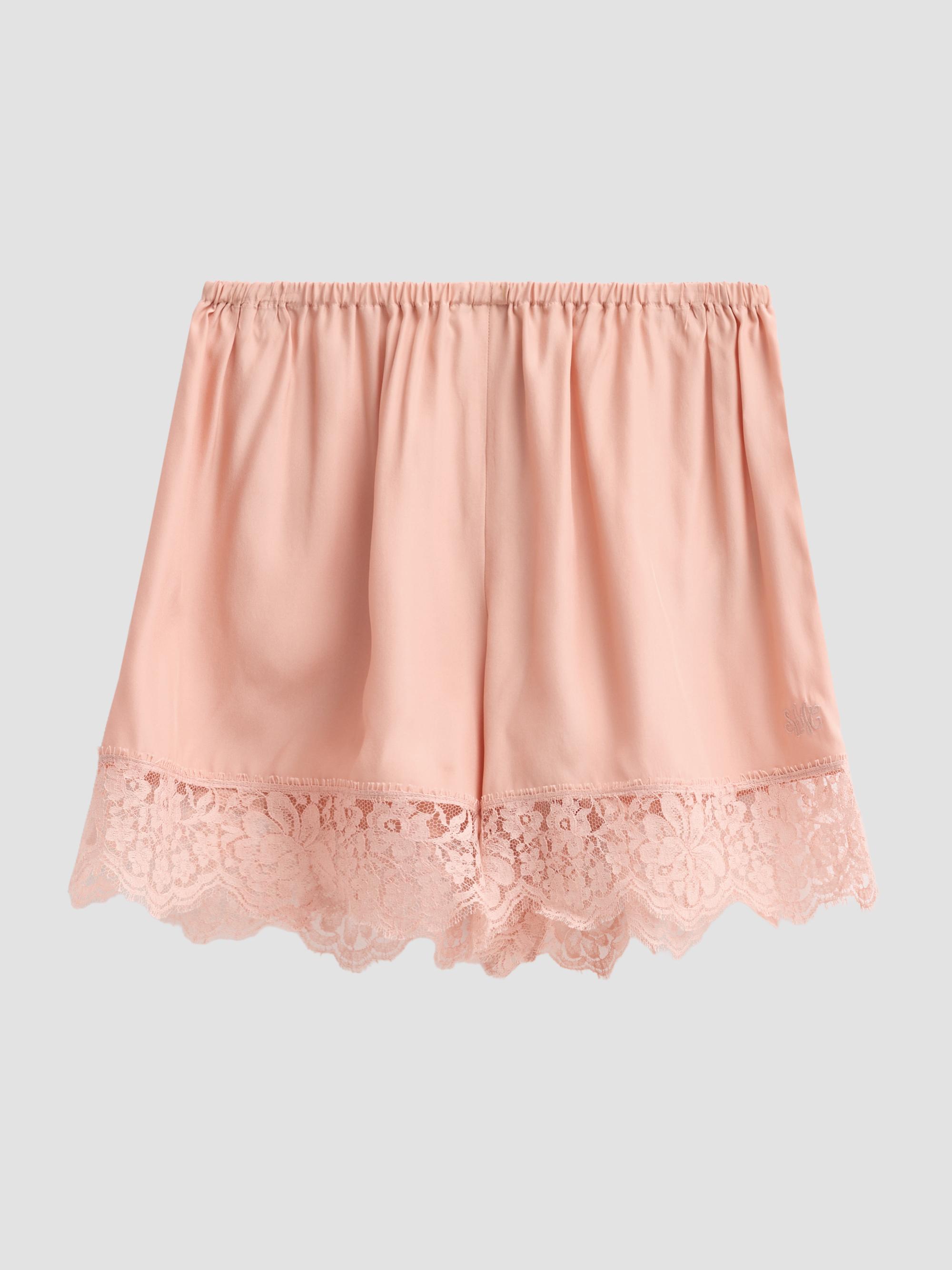 Stella McCartney Women's Lace-Trim Silk Shorts - Soft Rose | Thumbnail 6