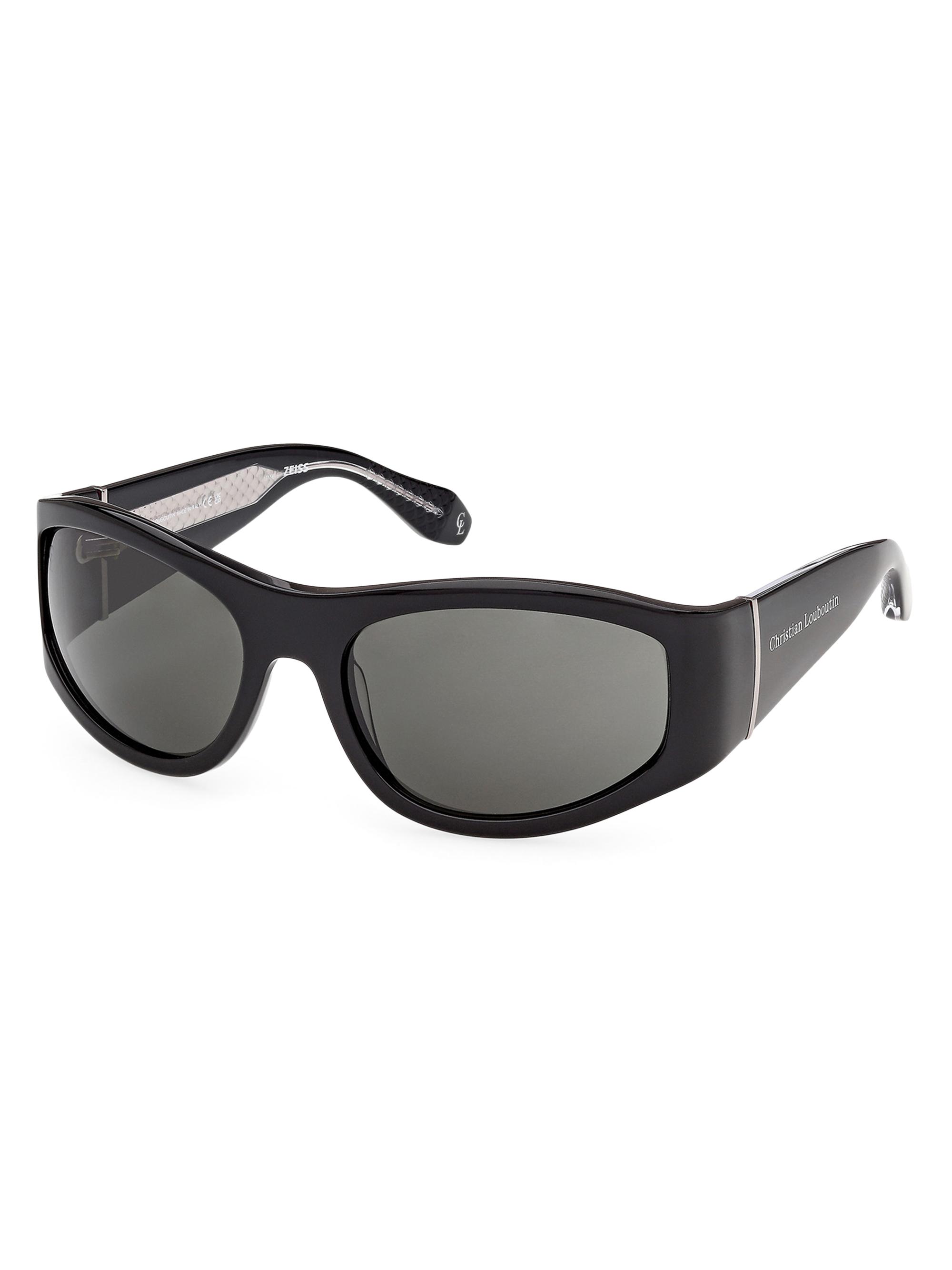 Christian Louboutin Men's 60MM Oval Sunglasses - Black Smoke - Women's Accessories