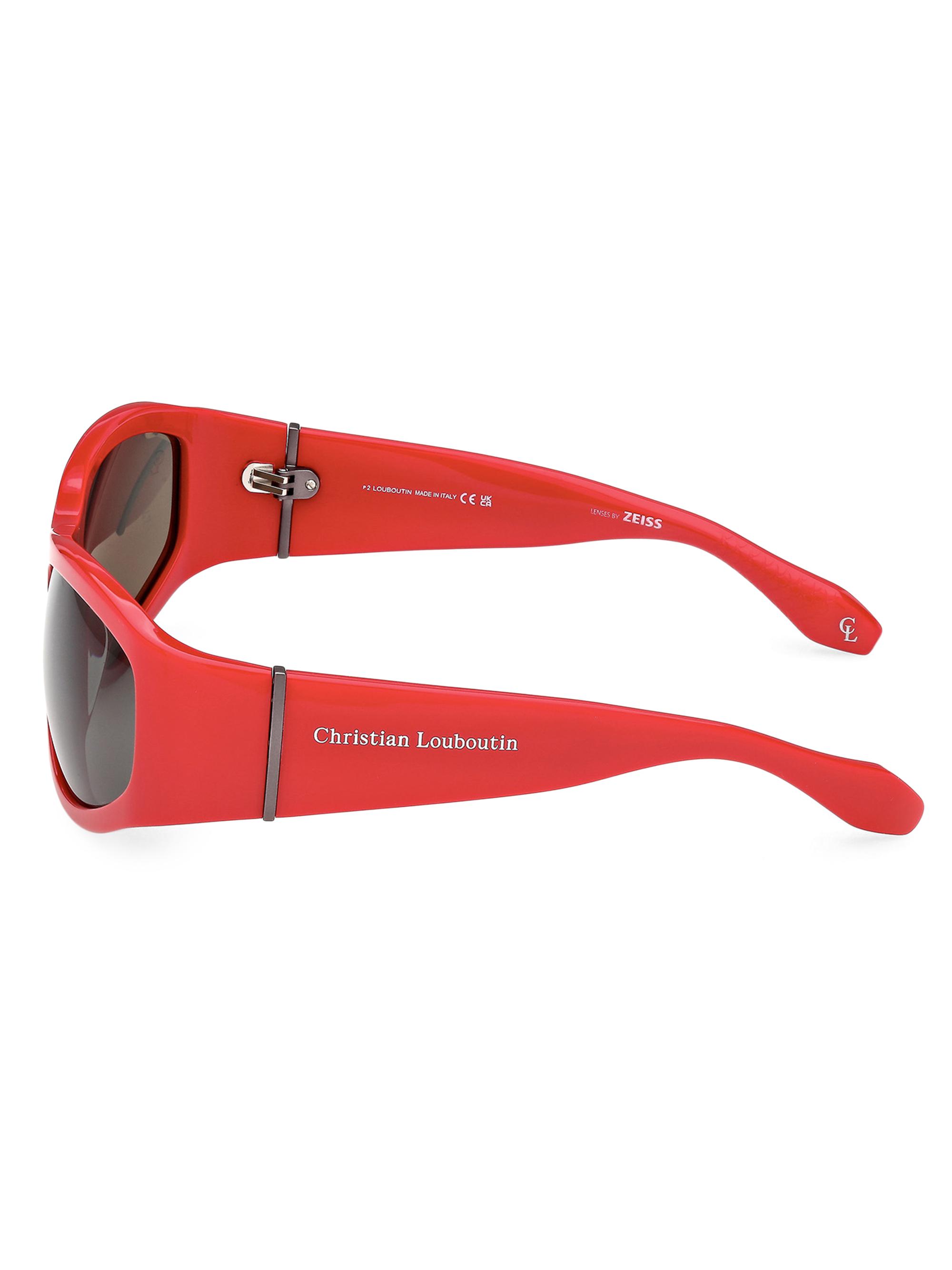 Christian Louboutin Men's 60MM Oval Sunglasses - Shiny Red Smoke | Thumbnail 3