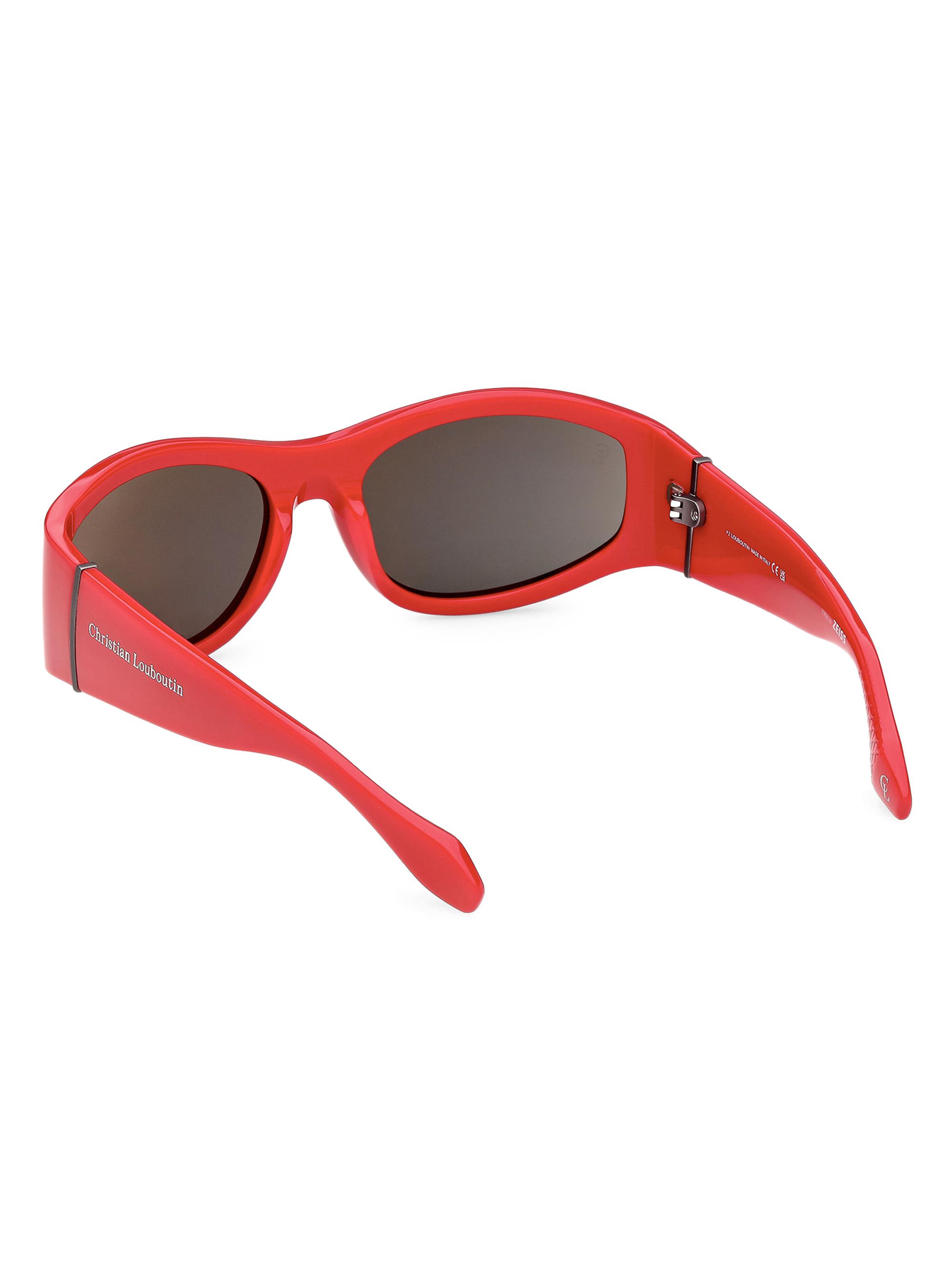 Christian Louboutin Men's 60MM Oval Sunglasses - Shiny Red Smoke | Thumbnail 4