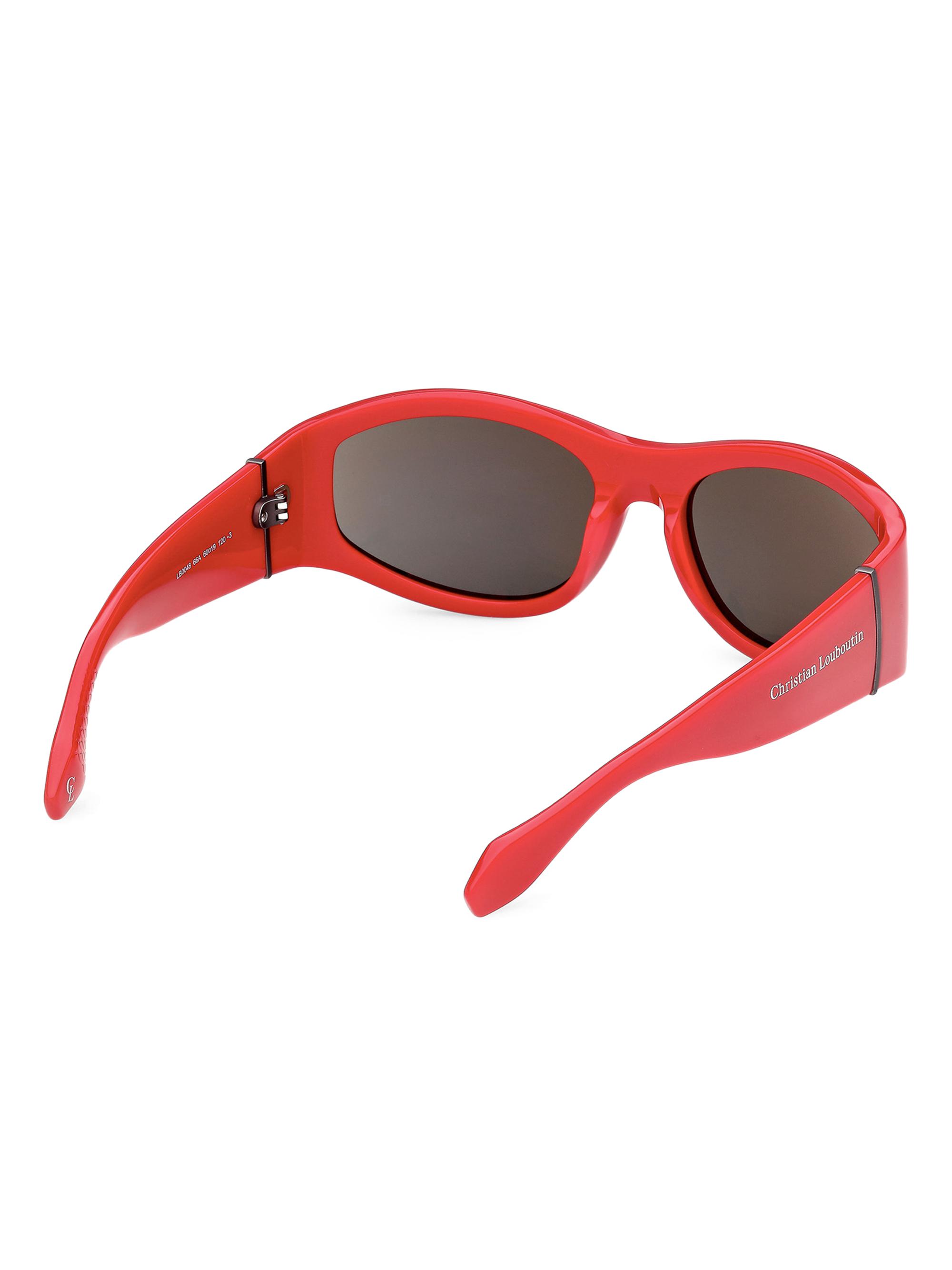 Christian Louboutin Men's 60MM Oval Sunglasses - Shiny Red Smoke | Thumbnail 6