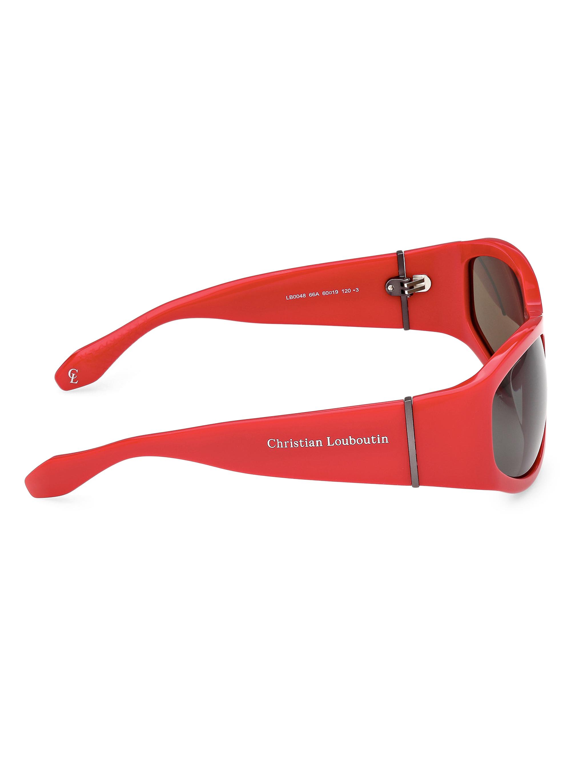 Christian Louboutin Men's 60MM Oval Sunglasses - Shiny Red Smoke | Thumbnail 7