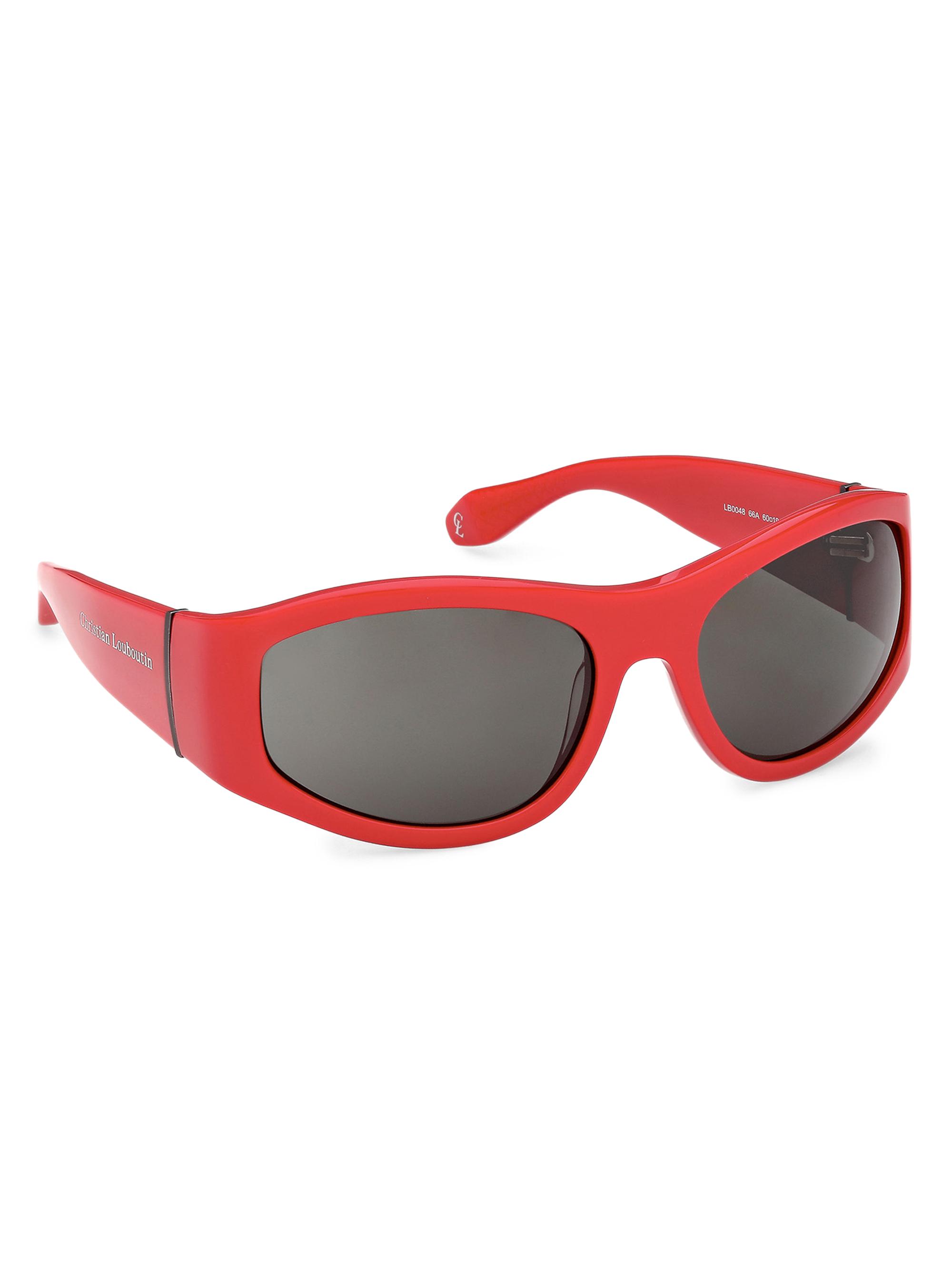 Christian Louboutin Men's 60MM Oval Sunglasses - Shiny Red Smoke | Thumbnail 8