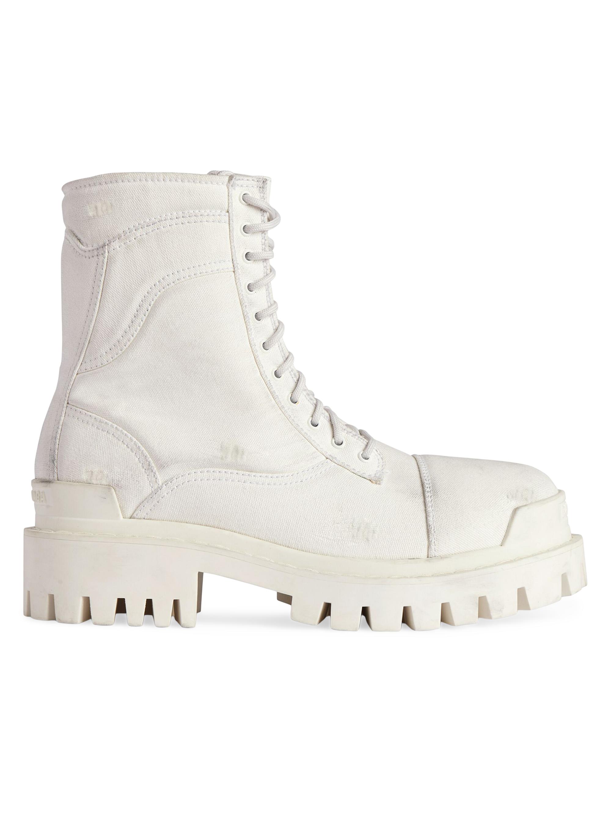 Balenciaga Men's Combat Strike Boots - White - Men's Shoes