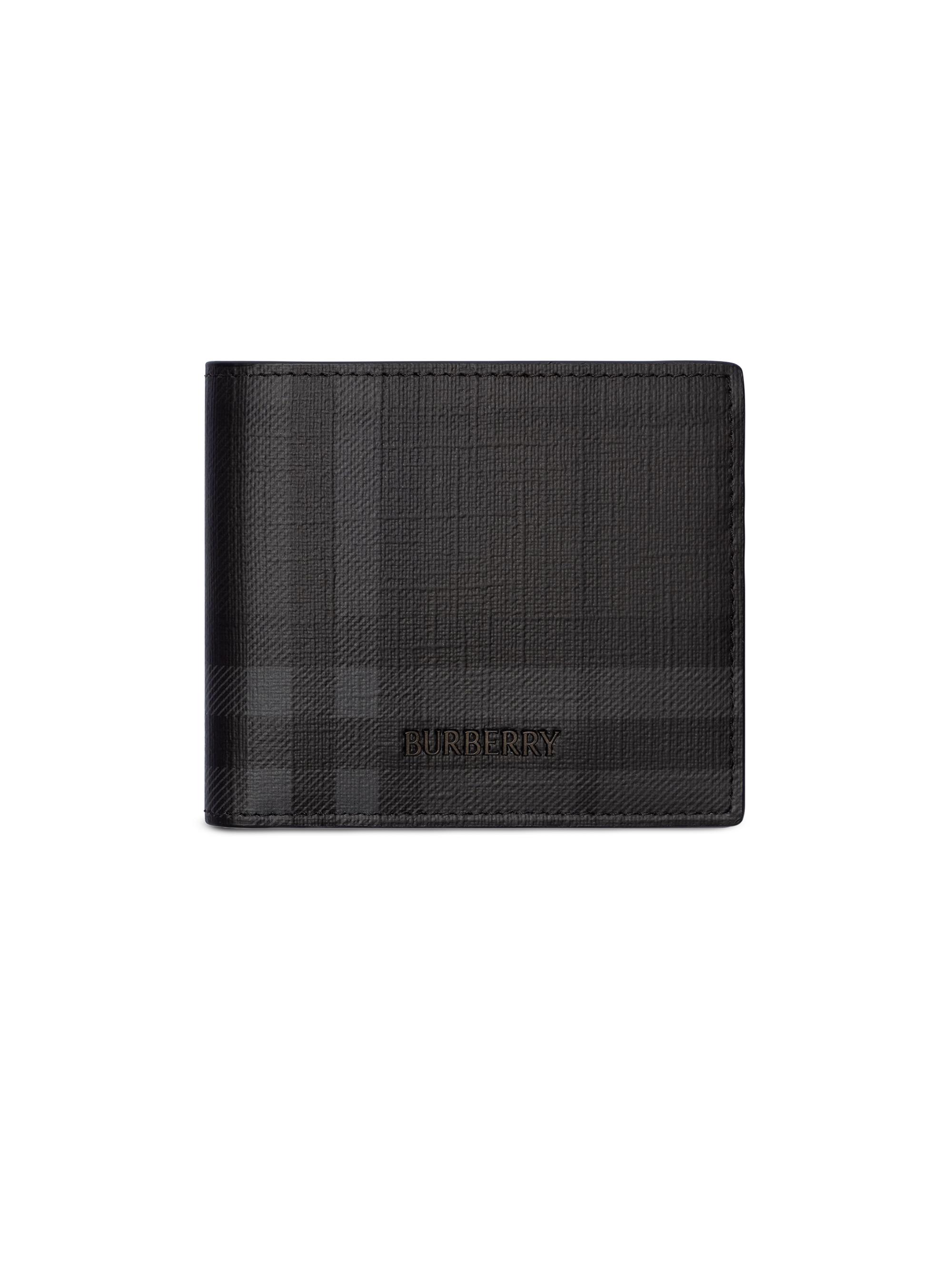 Burberry Men's City Check Coated Canvas Bifold Wallet - Iron