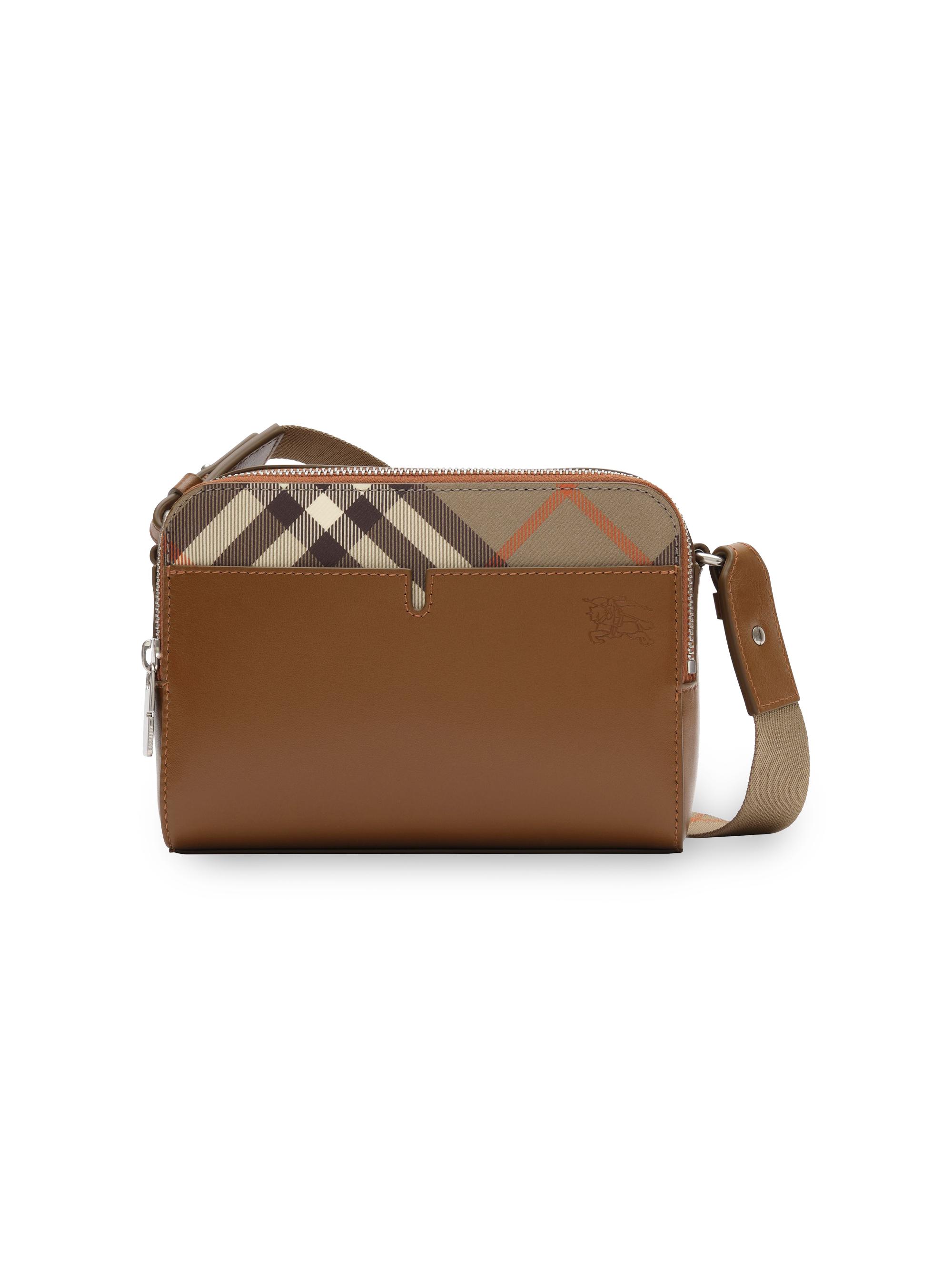 Burberry Men's Pop Check Mini Case Crossbody Bag - Finch Brown Hazel