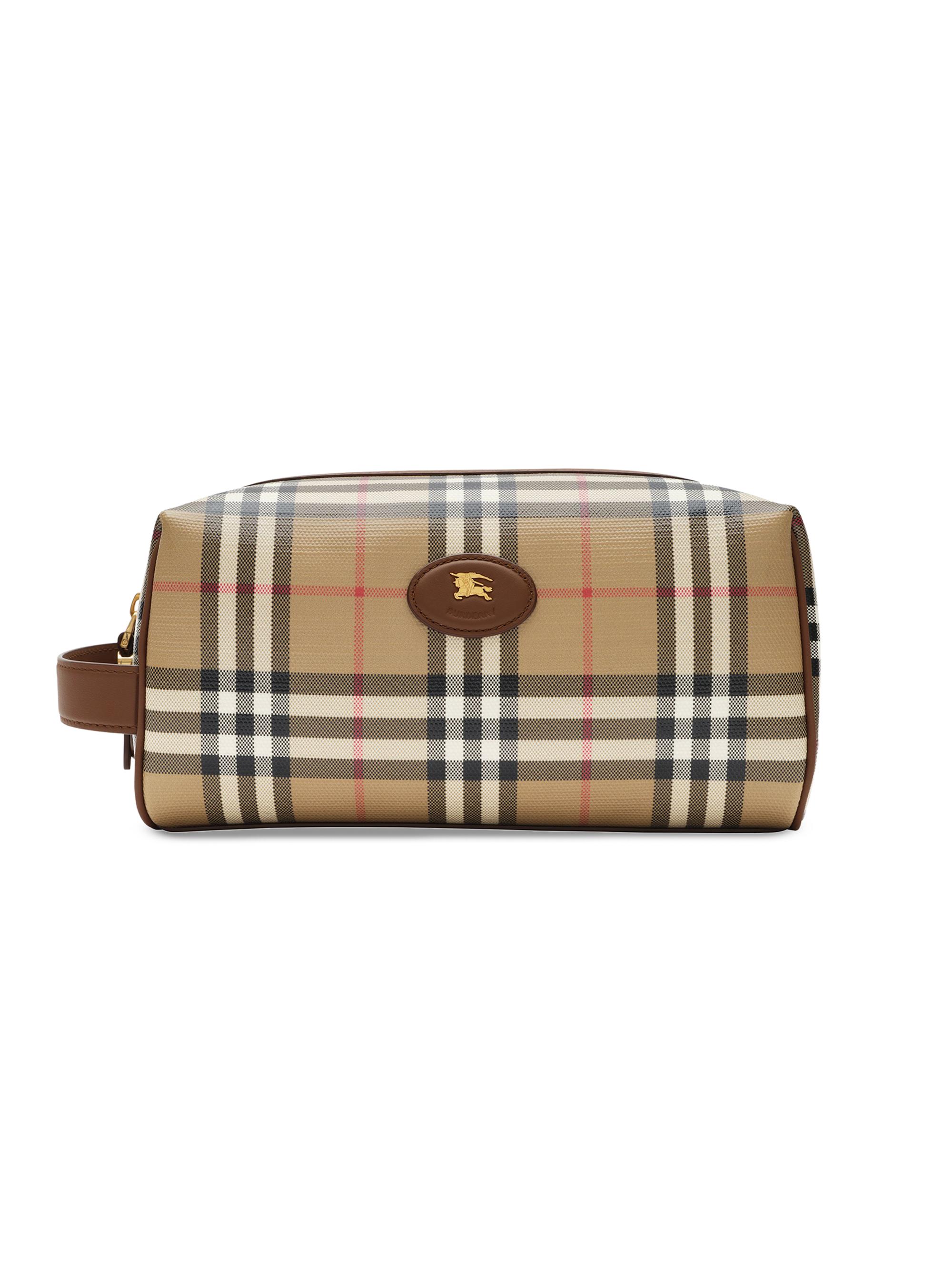 Burberry Check Cotton Travel Pouch - Archive Beige