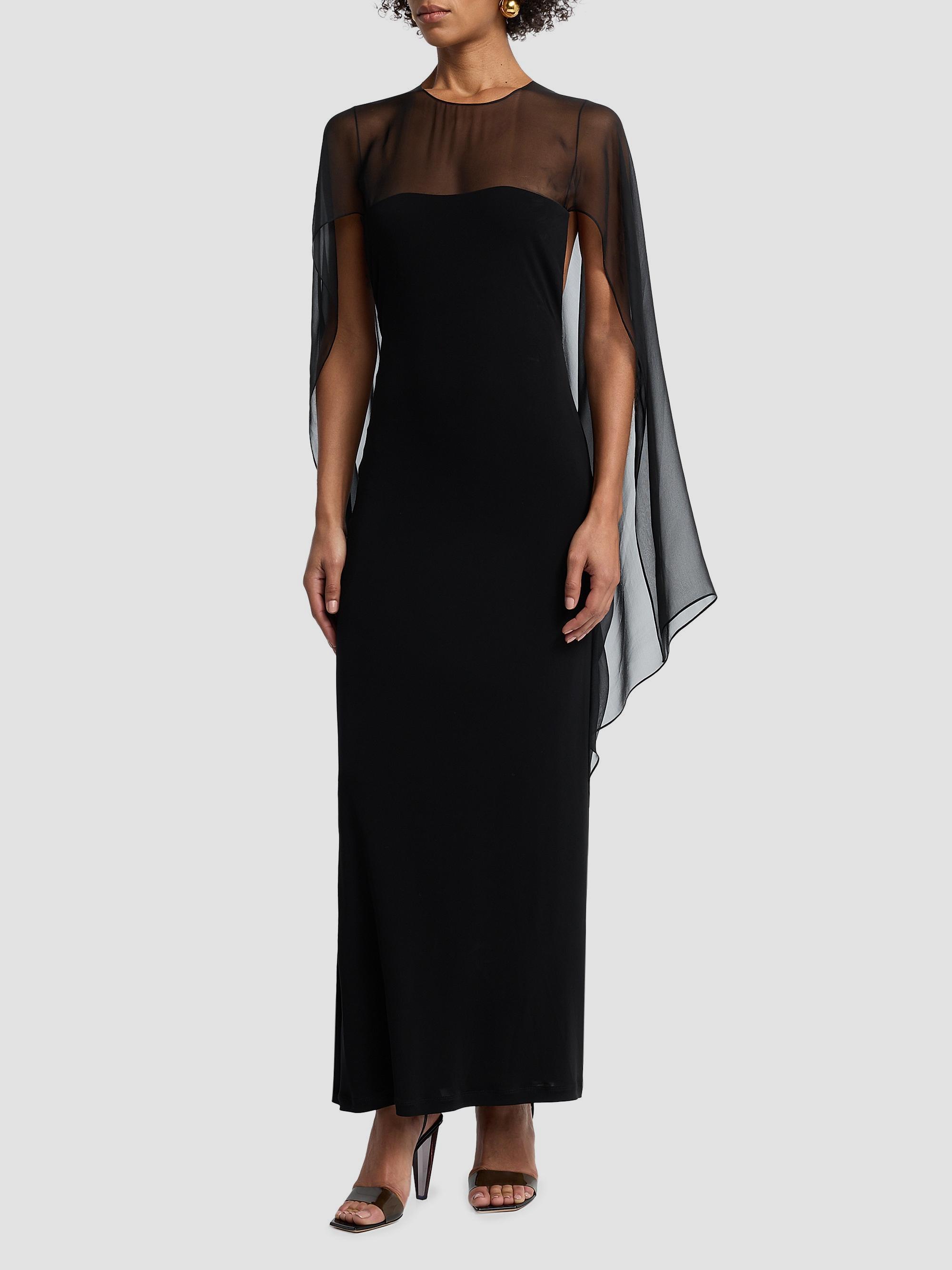 Alberta Ferretti Georgette Cape Jersey Gown | Saks Fifth Avenue