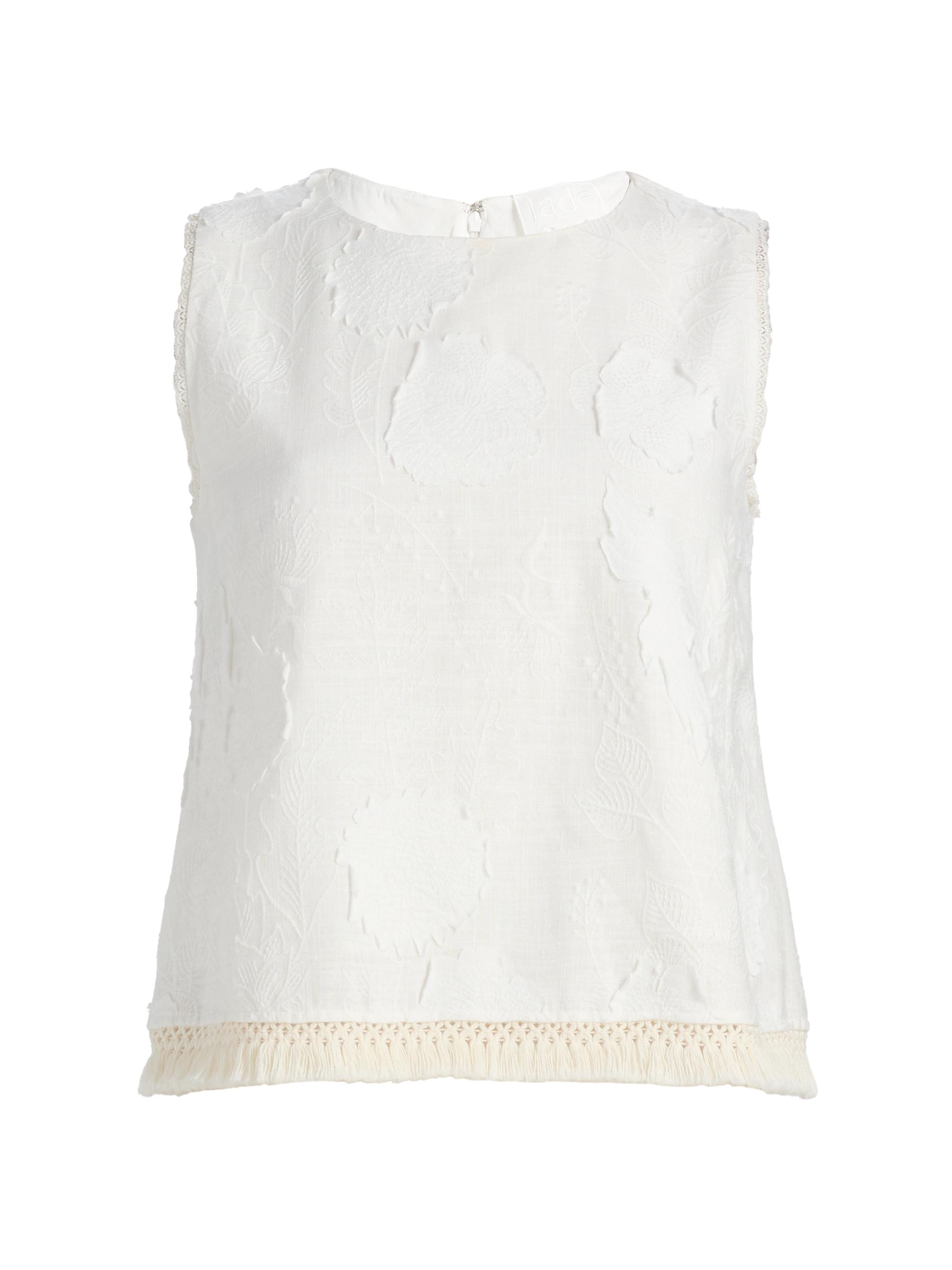 Johnny Was Women's Tobianne Crochet-Trim Floral Jacquard Blouse - White