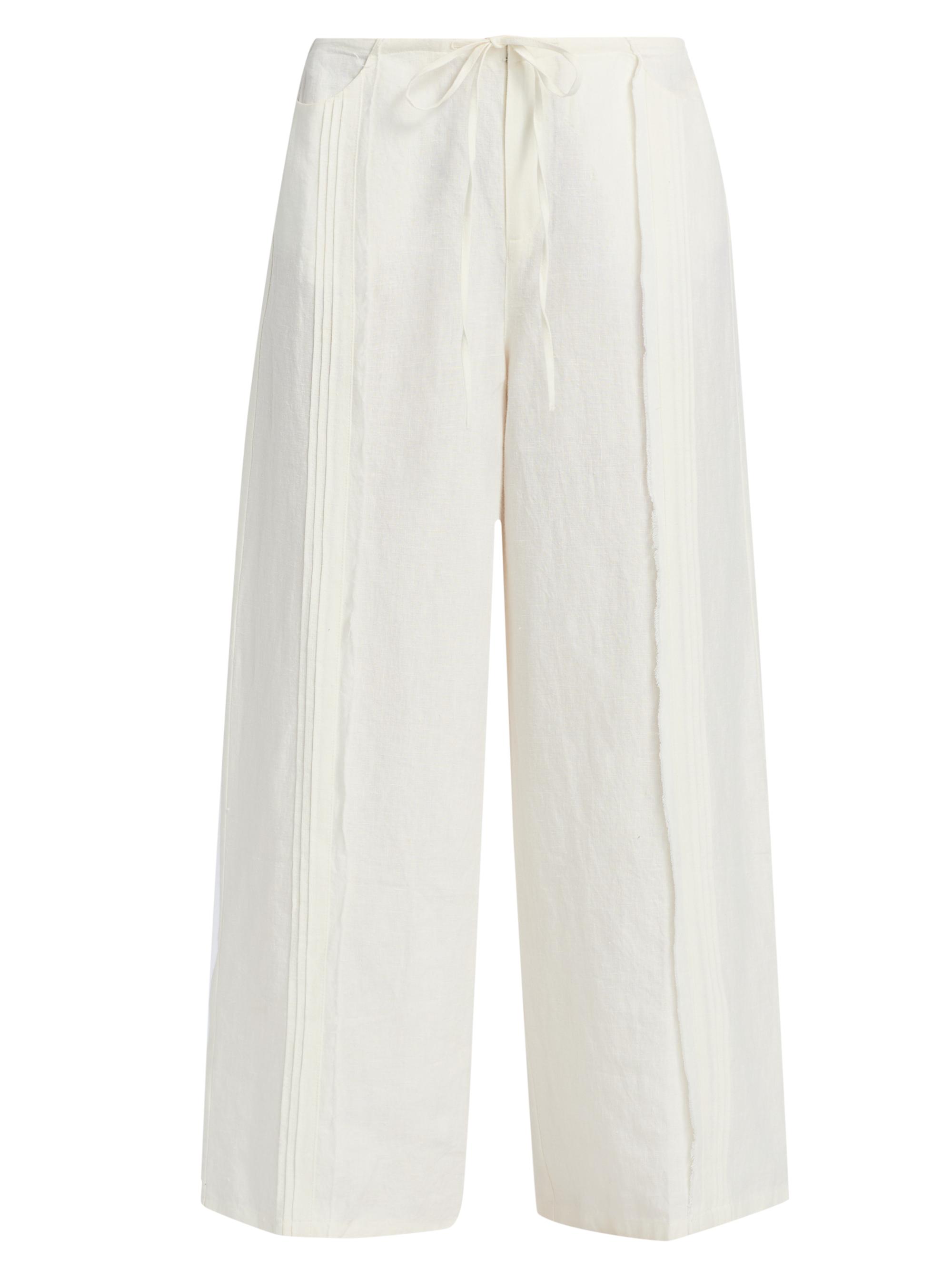 Johnny Was Women's Zullah Pintuck Linen Wide-Leg Pants - White