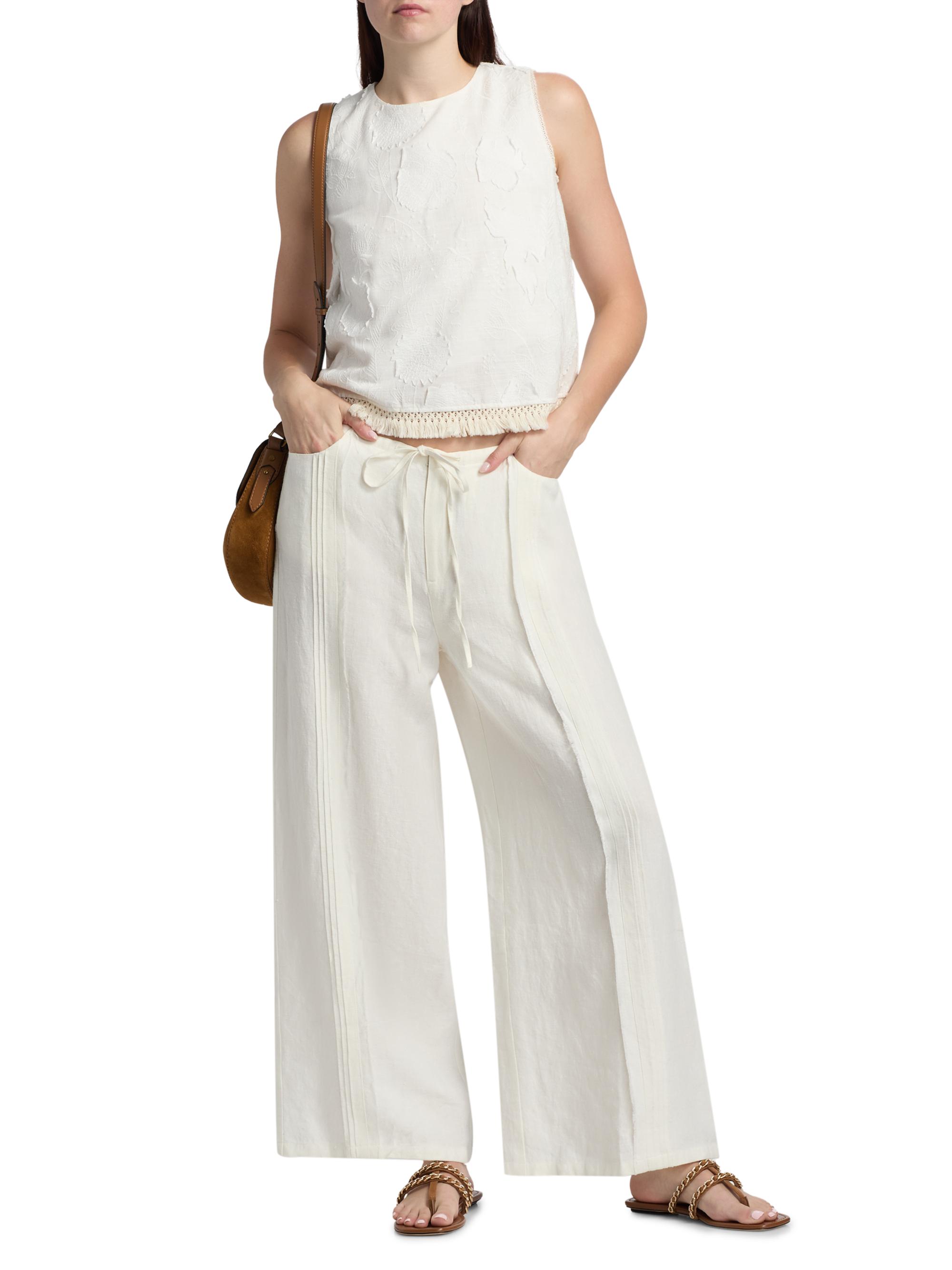 Johnny Was Zullah Pintuck Linen Wide-Leg Pants | Saks Fifth Avenue