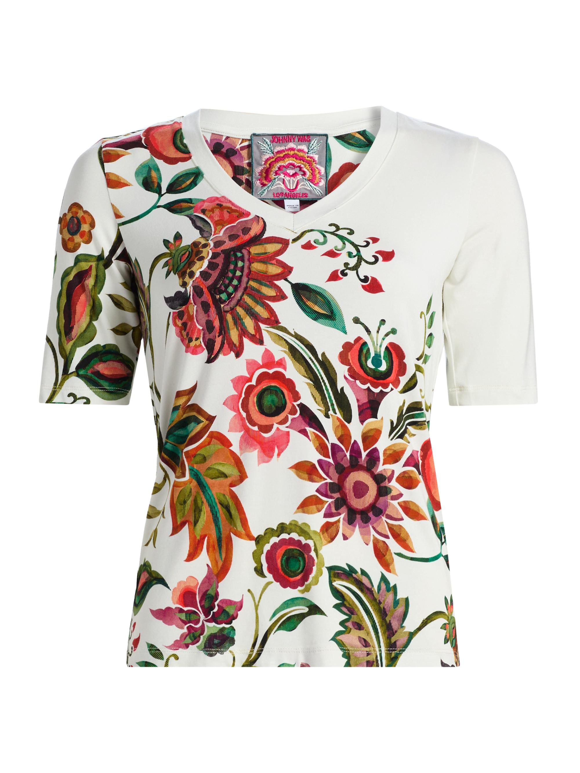 Johnny Was Women's JanieFloral Fitted Cotton T-Shirt - Valley Of The Fleurs