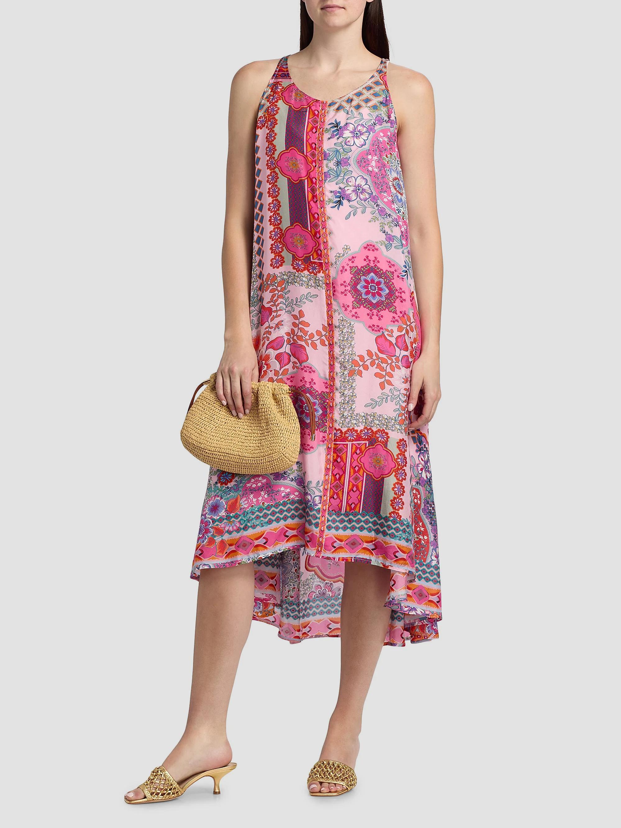 Johnny Was Dornaz Printed Silk Shift A-Line Midi-Dress | Saks