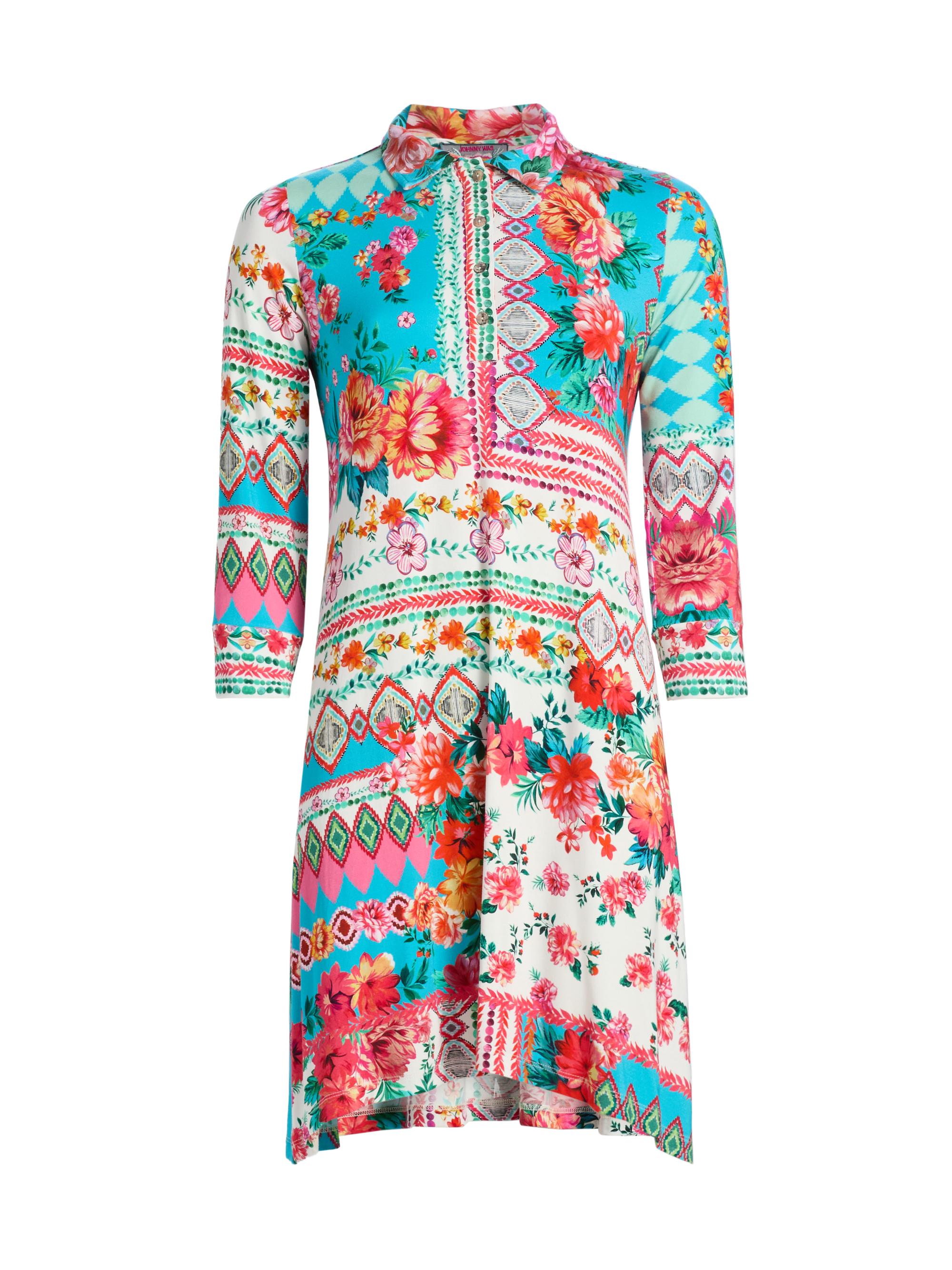 Johnny Was Women's Janie Floral Patchwork Mini-Shirtdress - Renata Scarf