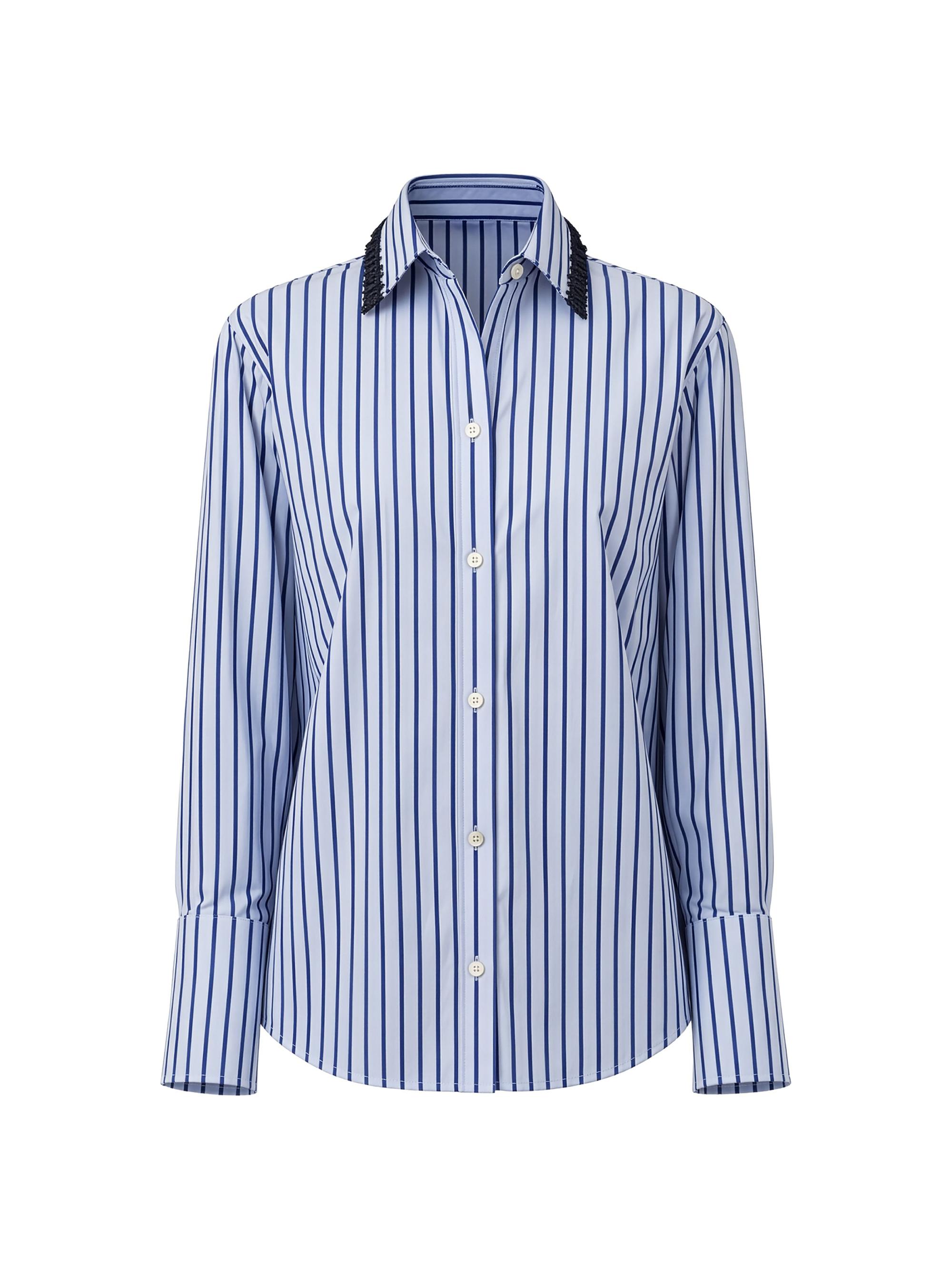 Callas Milano Women's Billie Shirt with Tassel Collar - Blue Navy Tassels
