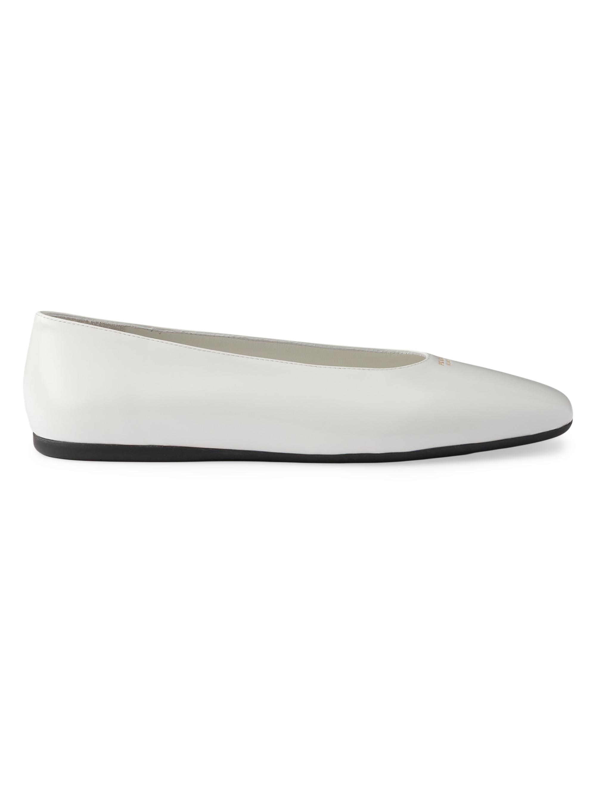 Prada Women's Brushed Leather Ballerinas - White | Thumbnail 6